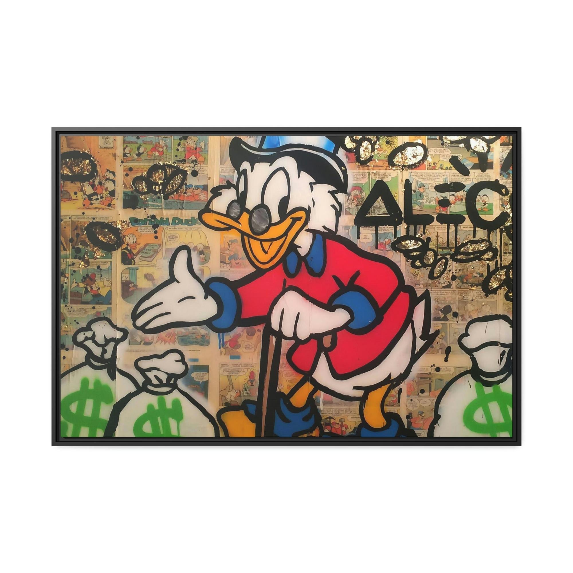 Monopoly & Motivation Monopoly Madness: Disney's Duck in Alec Monopoly Style on Canvas and Framed Poster