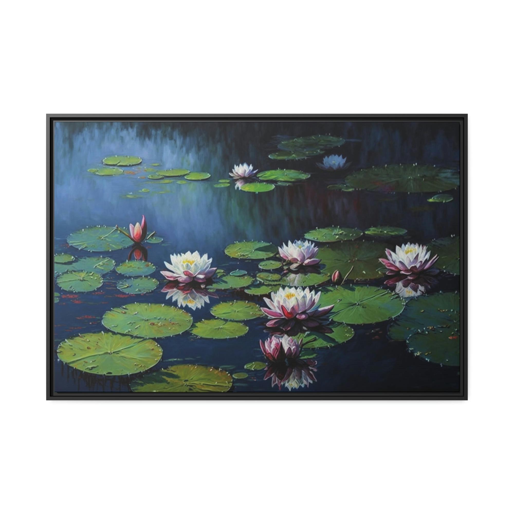 Lilies & Waterlily Water Lily Serenity: A Painting on Canvas