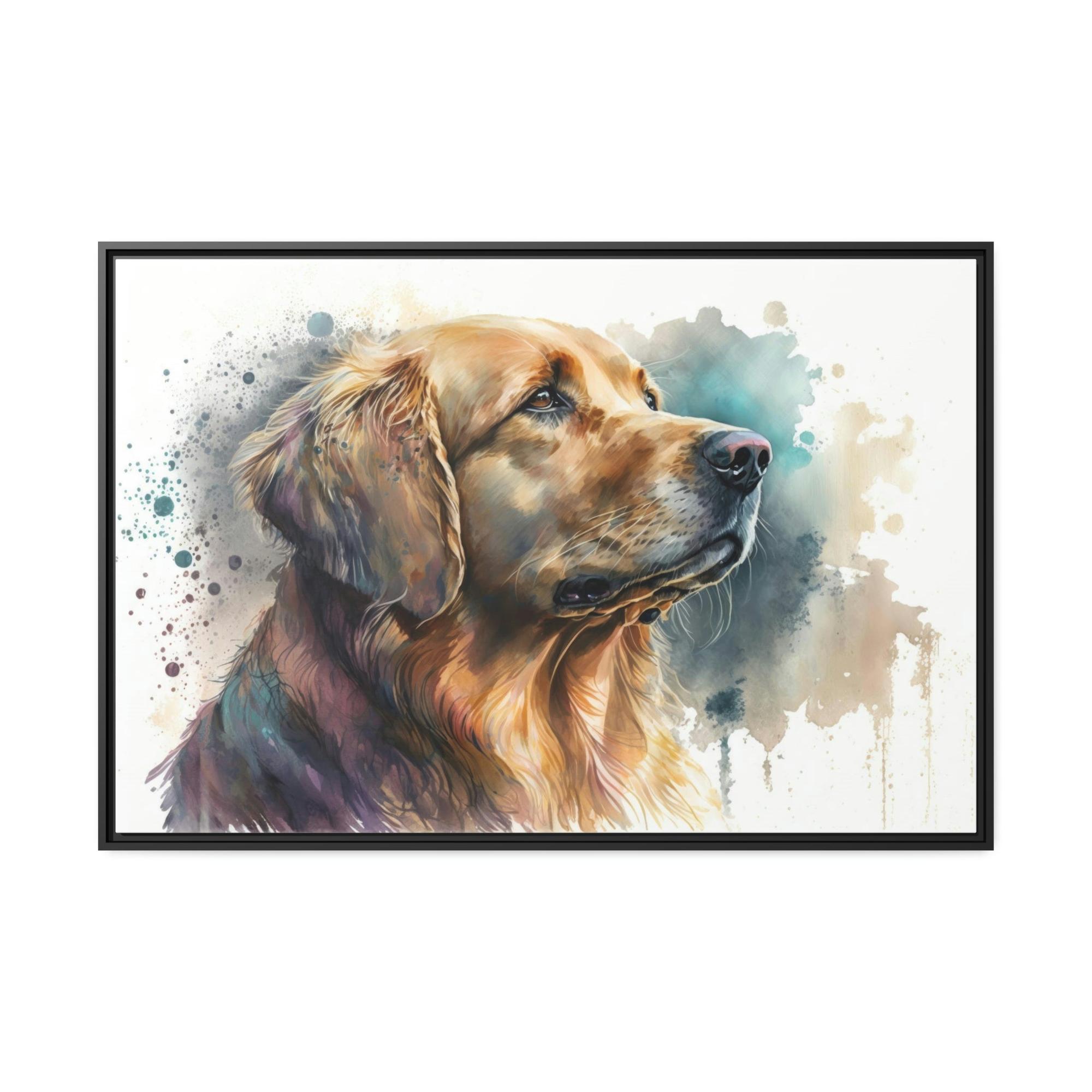 undefined Dog's World: Framed Poster of a Happy Dog on Canvas