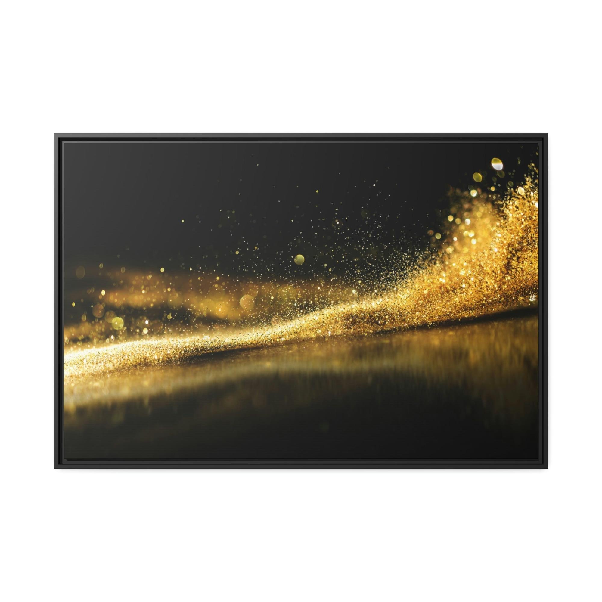 Gold Abstract Art Lustrous Impressions: Gold Abstract Wall Art on Natural Canvas & Poster