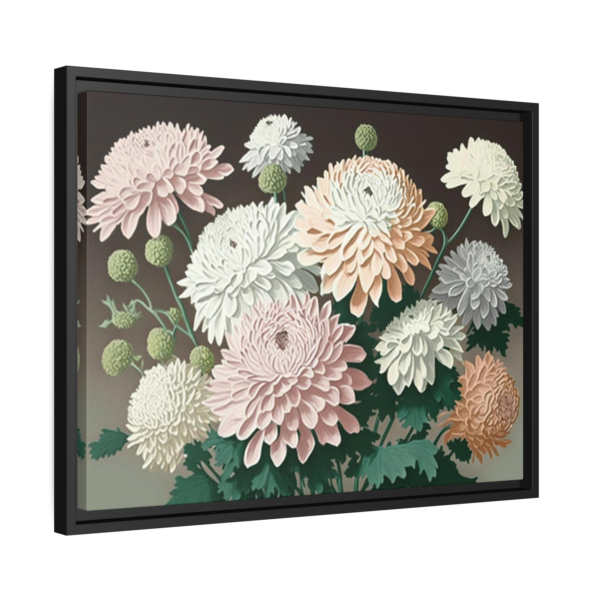 Chrysanthemums Chrysanthemum Dreams: Framed Poster with Serene Floral Imagery
