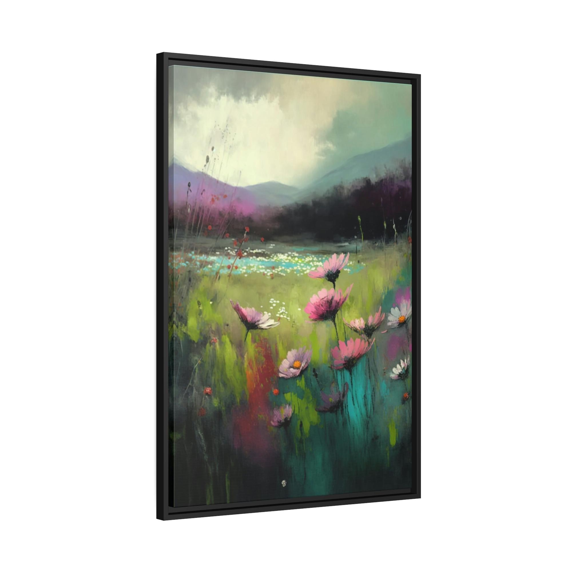 Abstract Landscape Chromatic Abstraction: A Framed Canvas & Poster Artwork of a Vibrant Landscape