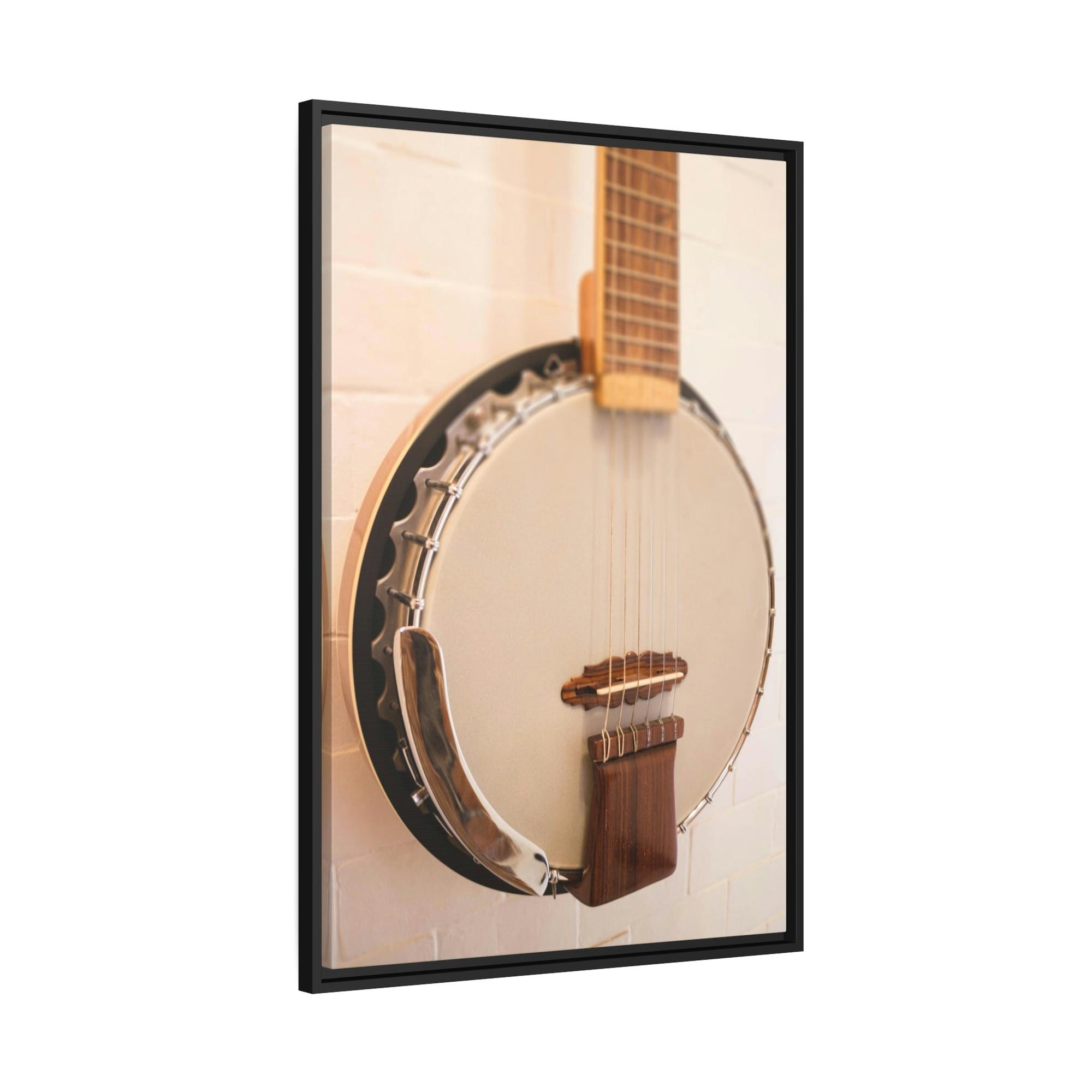 Banjo Melodic Strings: Art Print on Canvas with a Close-Up of a Banjo
