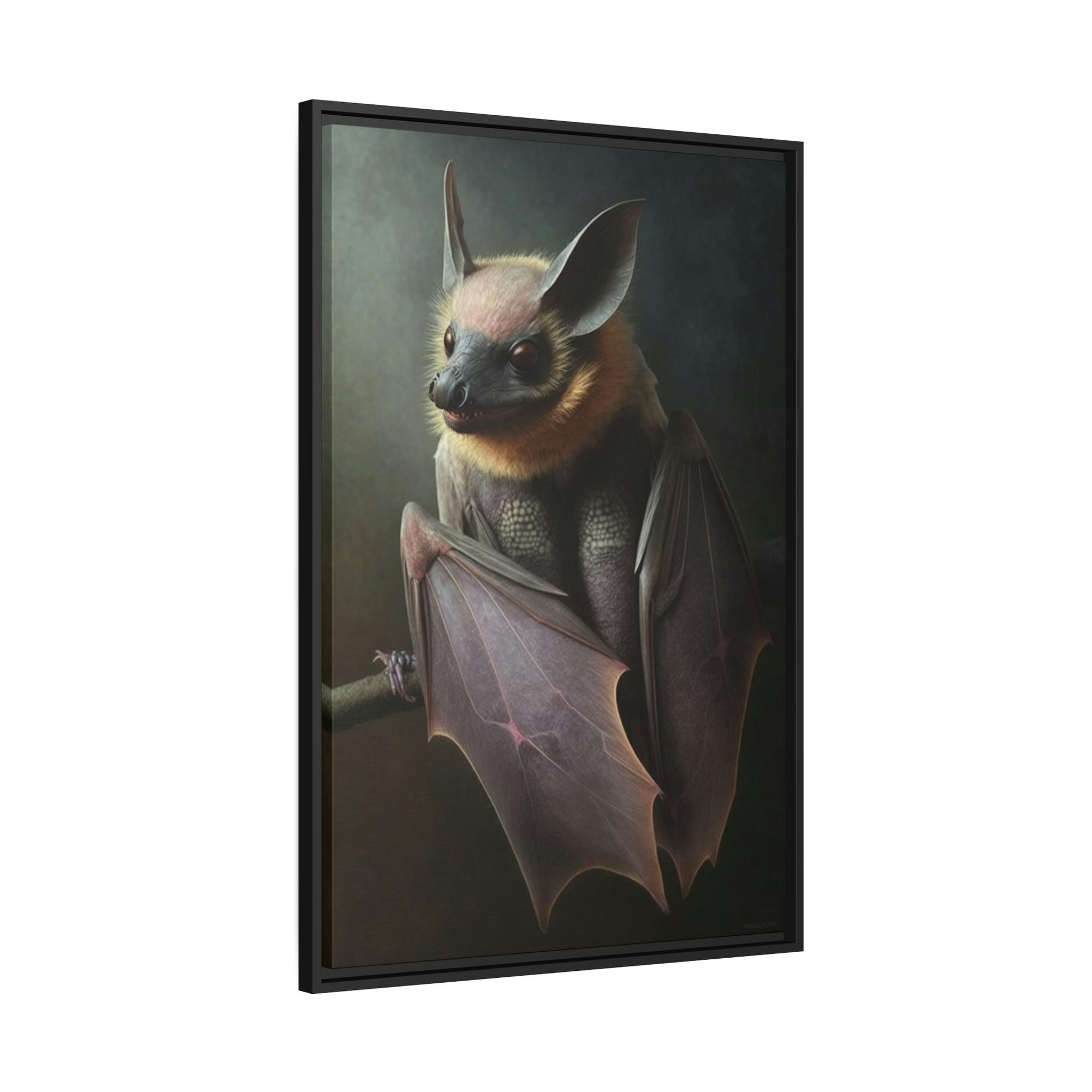 Bats In the Shadows: Poster & Canvas Art Print of a Single Bat in the Dark