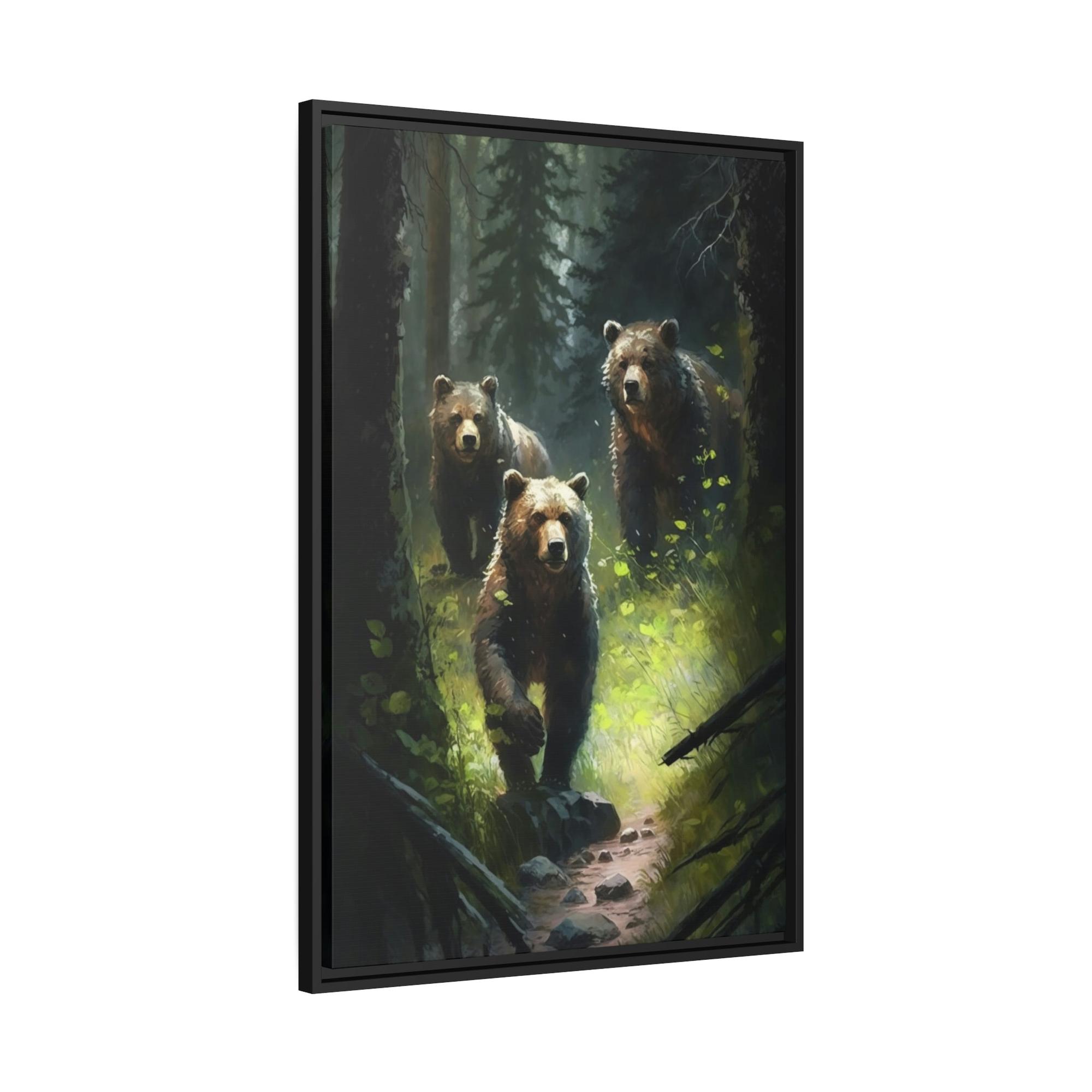 Bears Bear Adventure: Framed Canvas & Poster Print of Curious Grizzly Bears
