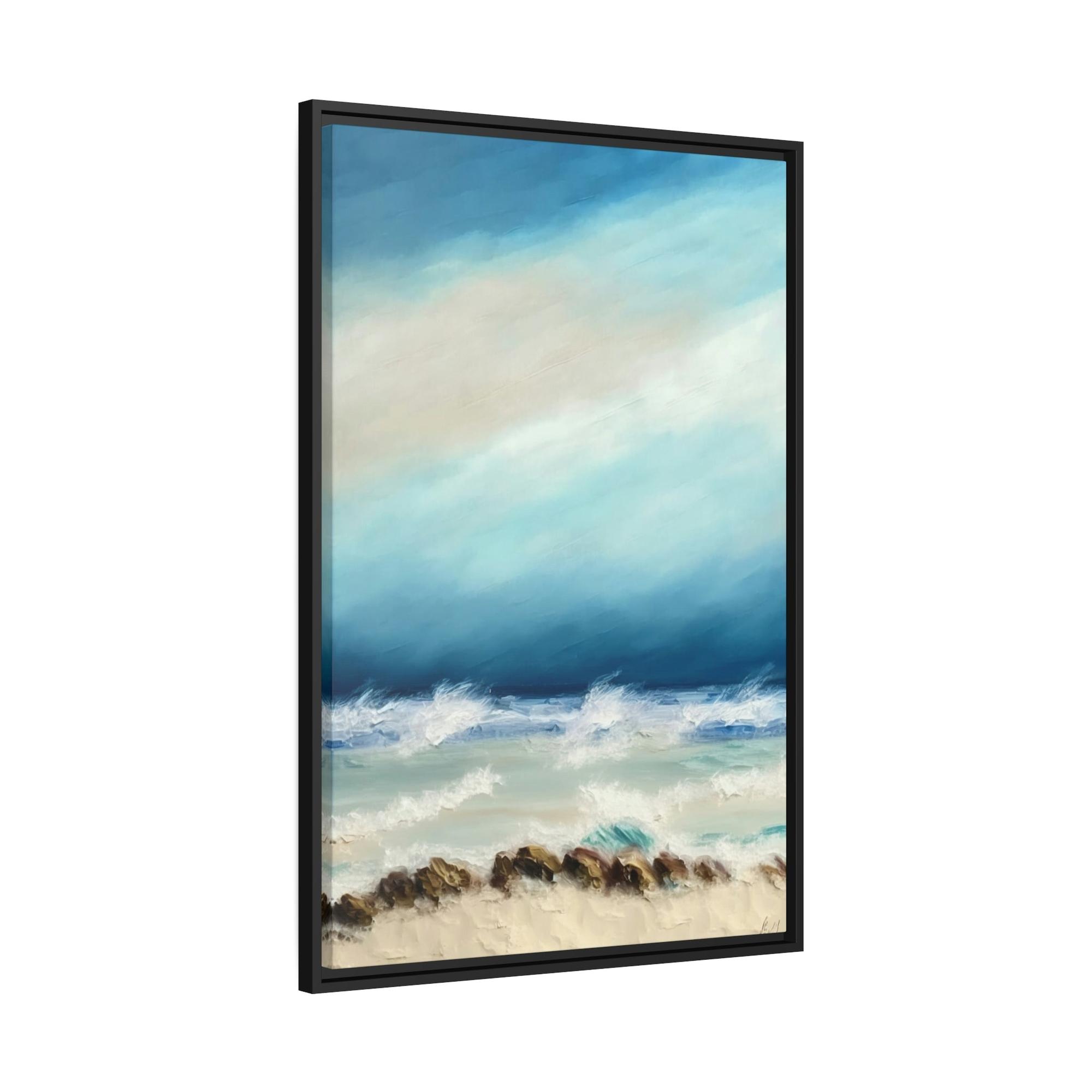 undefined Framed Canvas & Poster Print of Abstract Waves: A Coastal Symphony