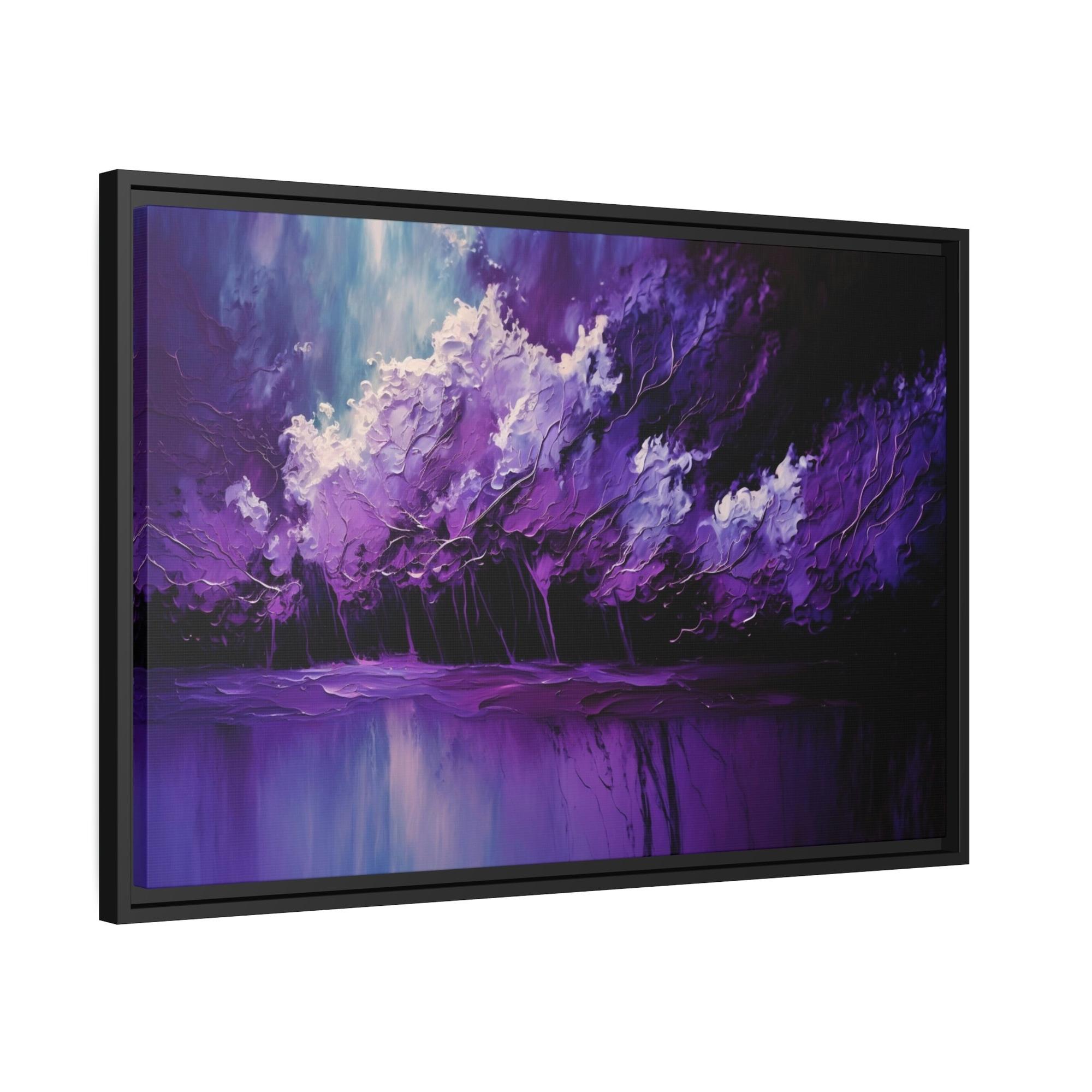 Purple Abstract Art Enchanted Violet: Framed Canvas Print of Abstract Art