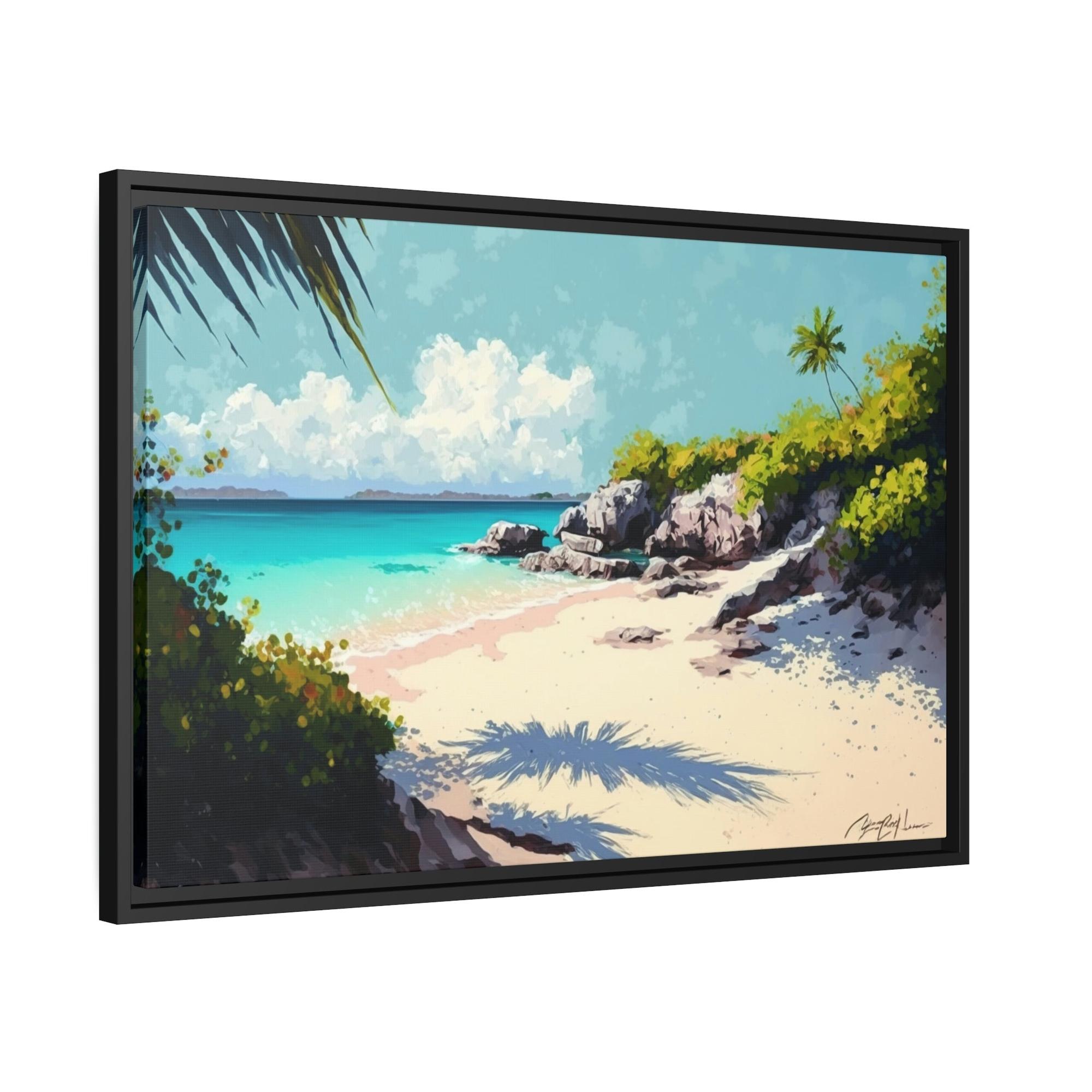 Caribbean Beach Escape to Paradise: Caribbean Beach Art on Natural Canvas and Wall Art Prints
