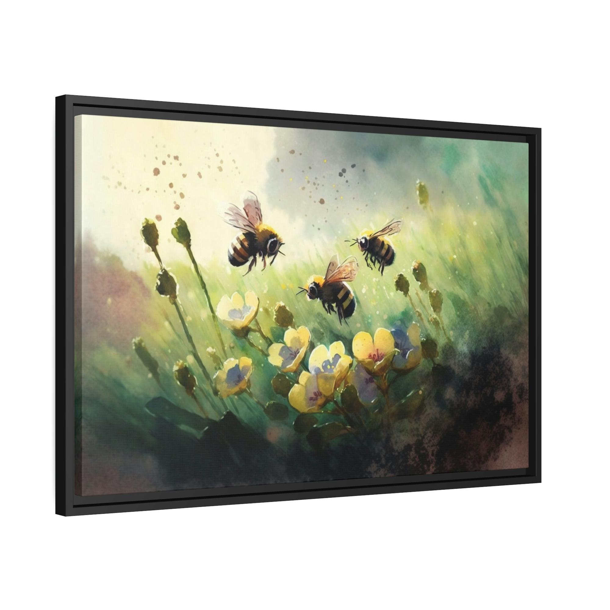 Bees Pollinator Paradise: A Poster & Canvas Print of a Garden Teeming with Bees