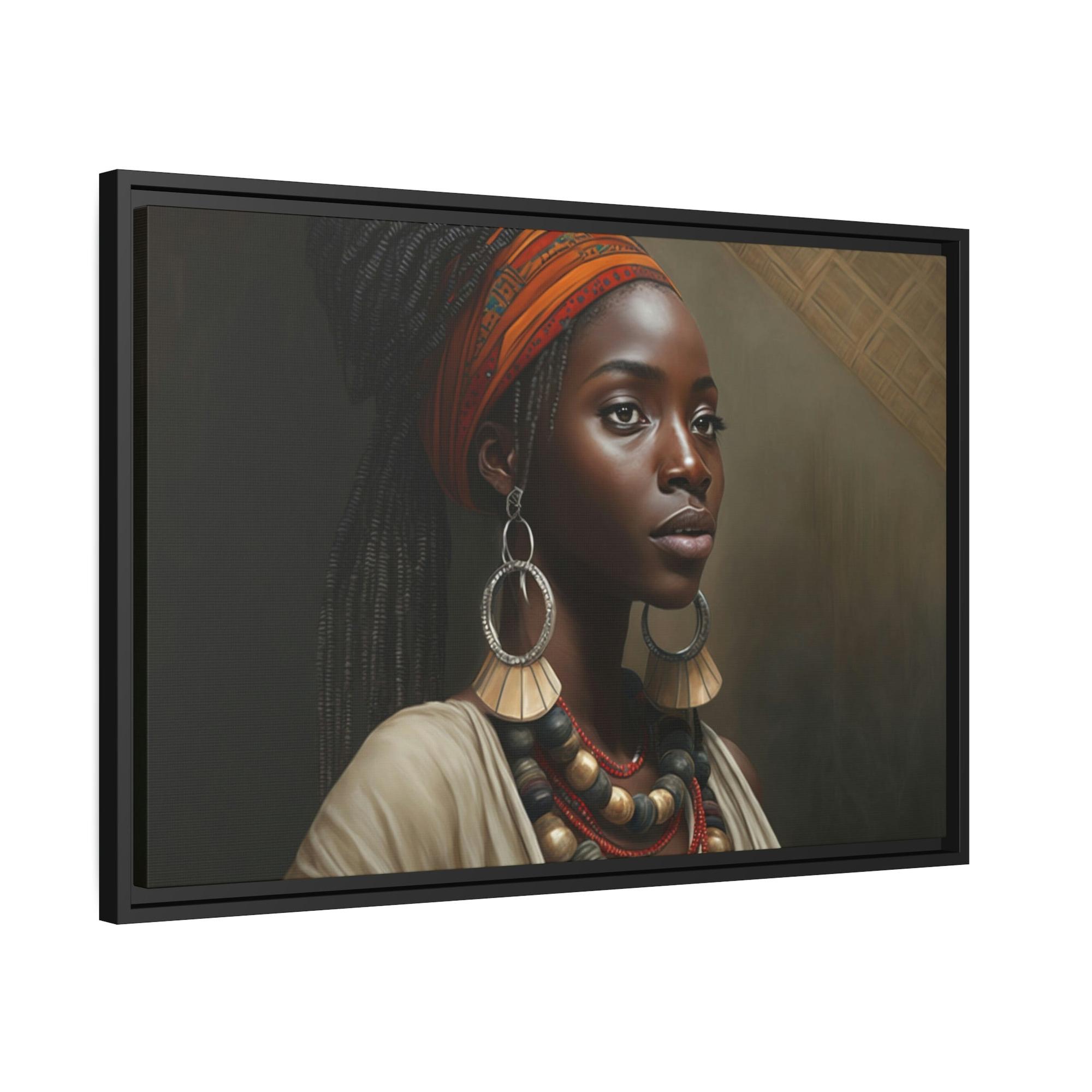 African Captivating Beauty: African Woman on Natural Canvas and Framed Poster
