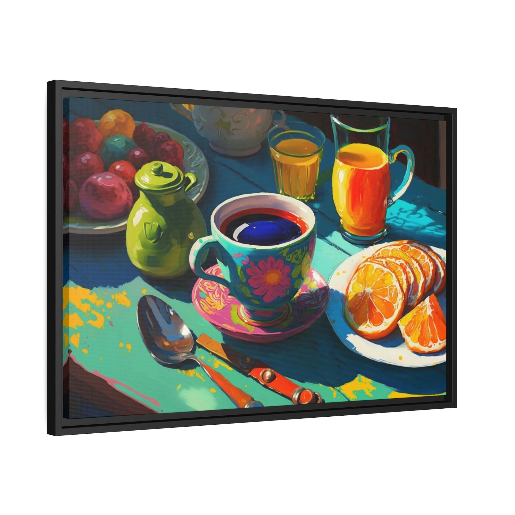 Breakfast Scrumptious Start: Natural Canvas Print of a Tasty Breakfast Buffet