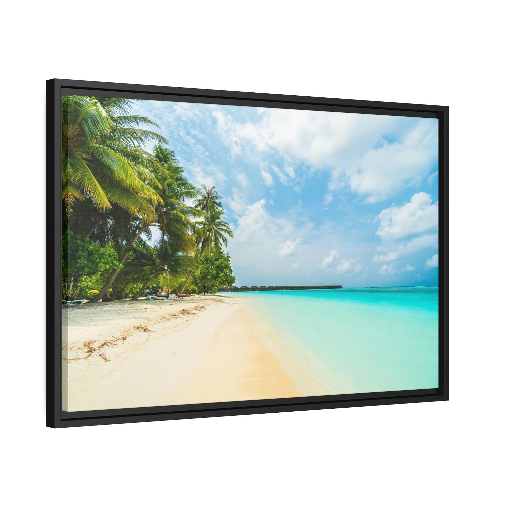 Caribbean Beach Tropical Paradise: Framed Canvas and Print on Canvas of Caribbean Wall Art