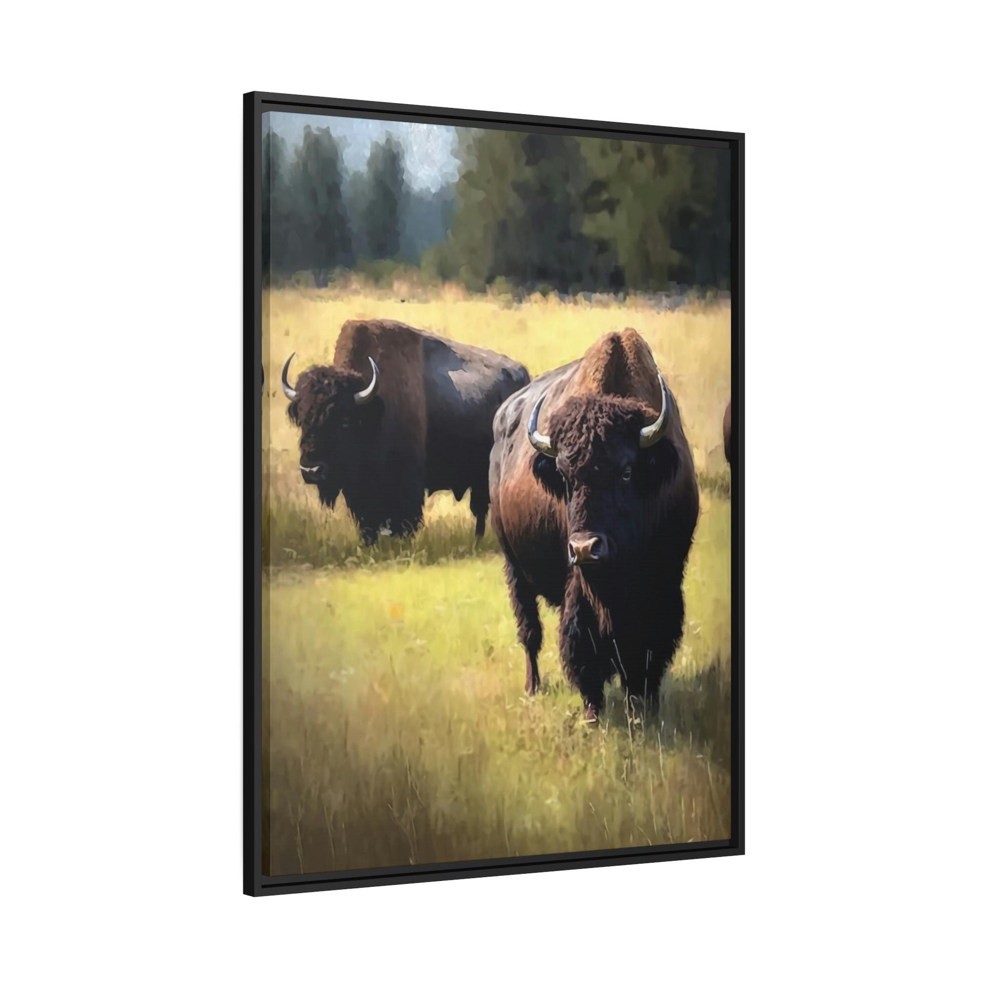 Bisons The Bison's Journey: A Print on Canvas & Poster of a Bisons Trekking Across the Plains