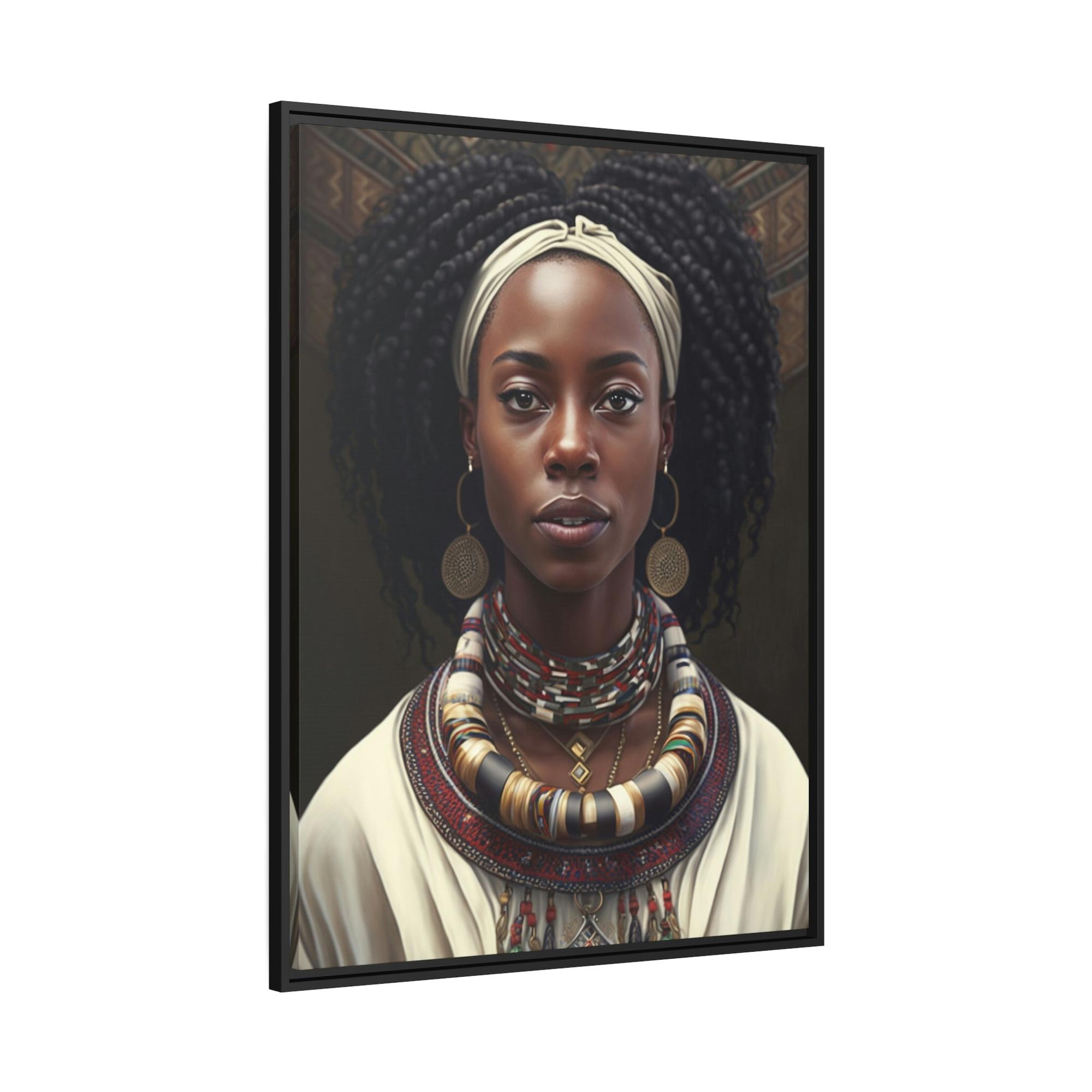 African Vibrant Colors of Africa: Stunning Framed Canvas of a Graceful Lady