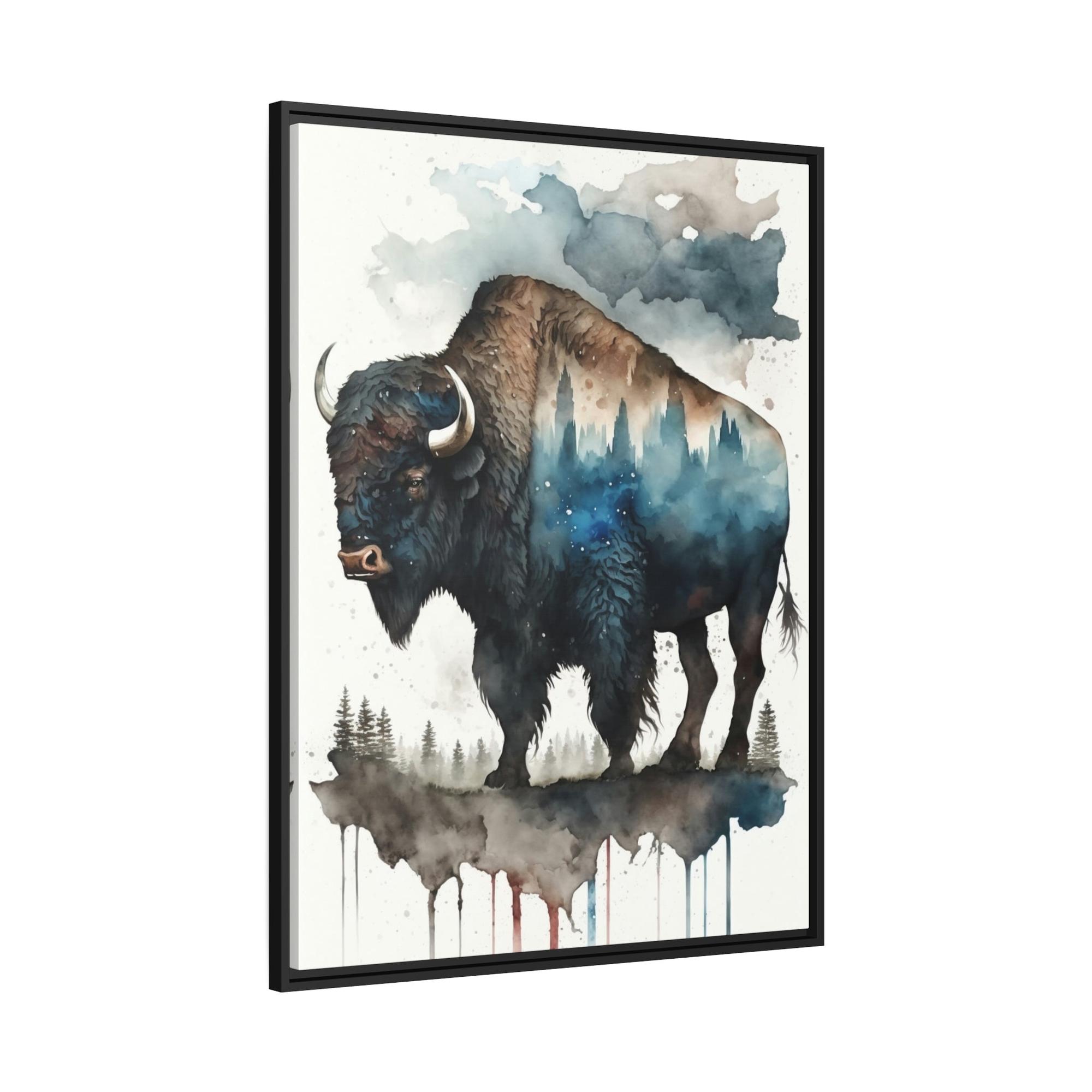 Buffalos A Lone Buffalo in the Wild: An Inspiring Artwork on Canvas & Poster