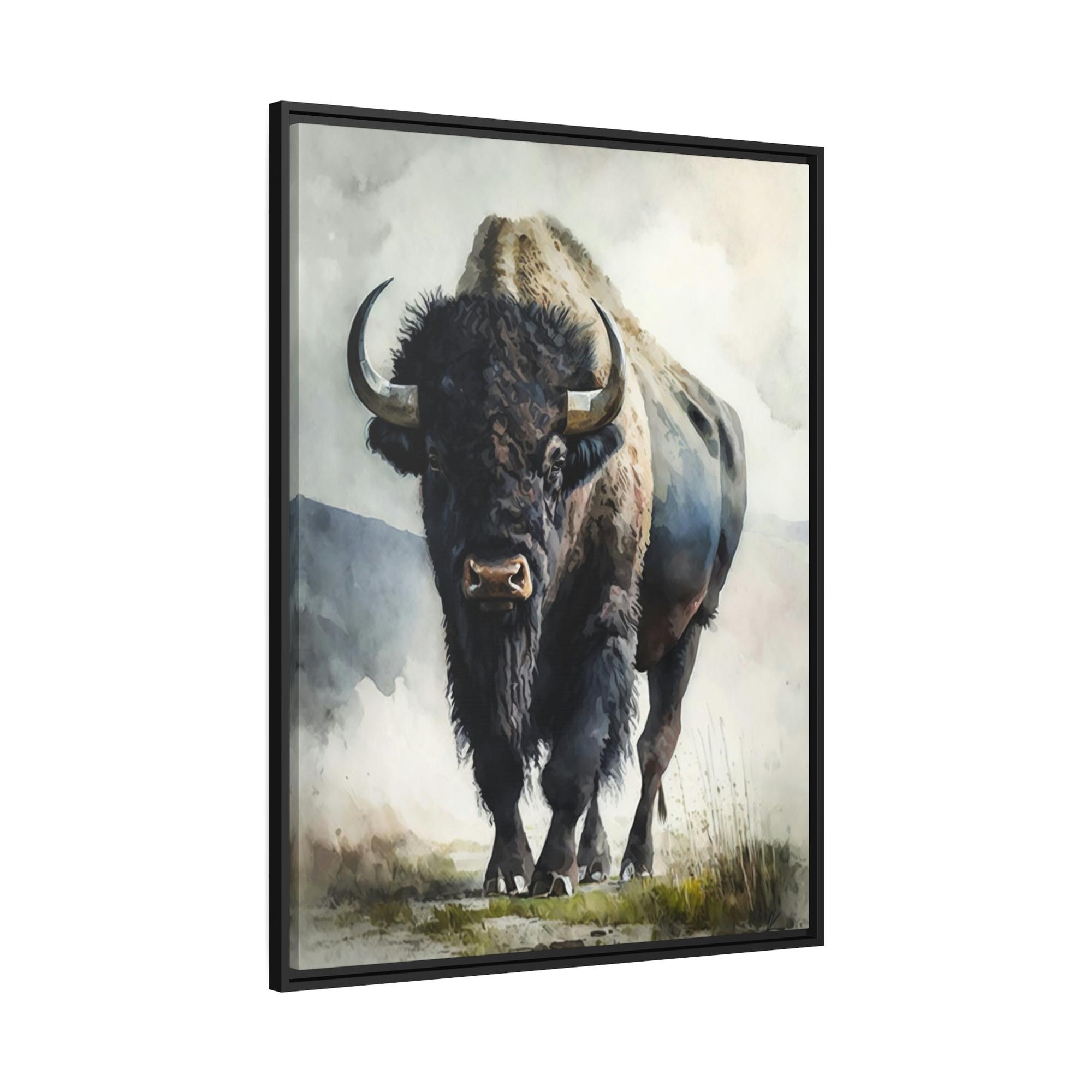 Buffalos A Serene Buffalo Portrait on Natural Canvas & Poster for Your Home