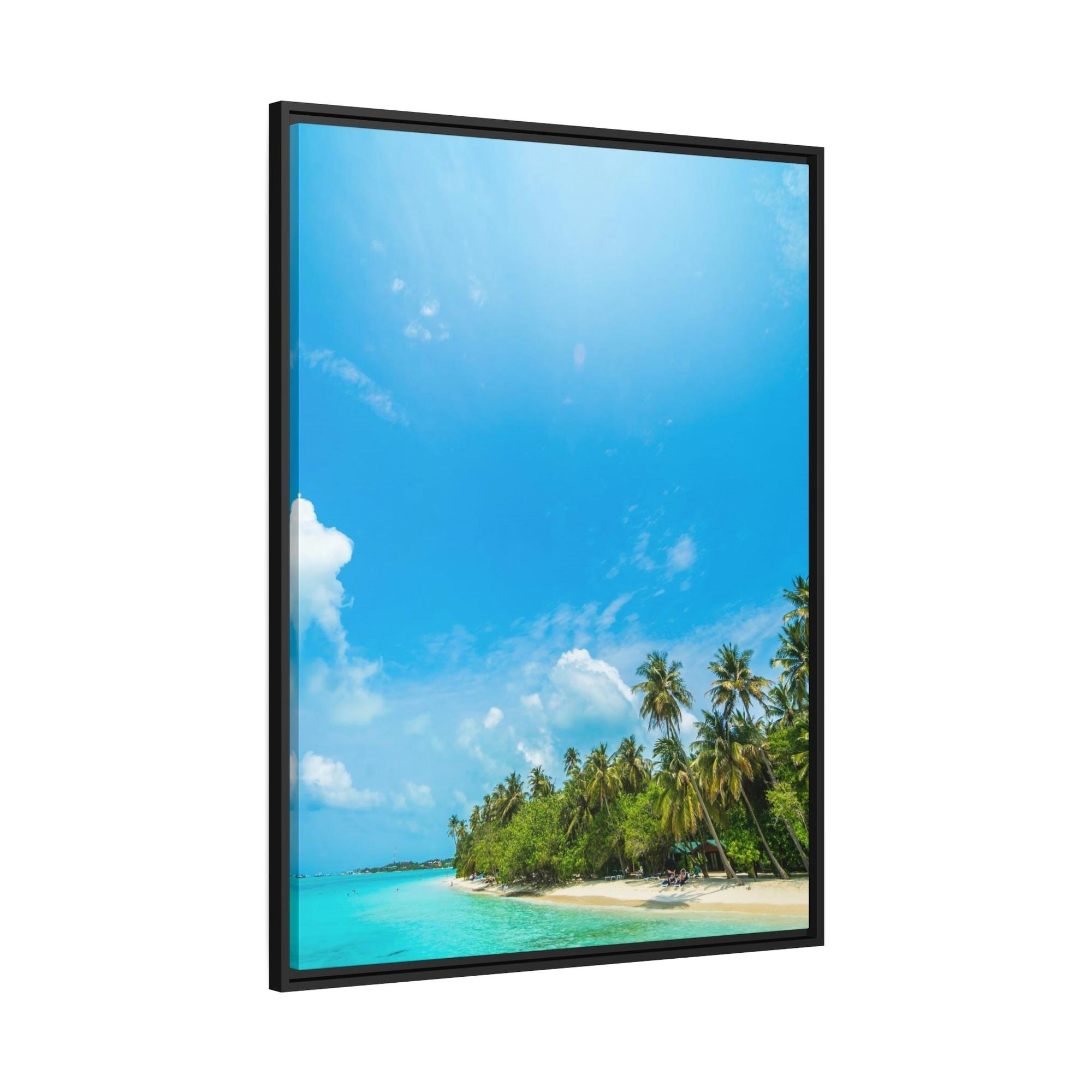 Island Beach Coastal Charm: Art Print of a Beautiful Island Beach Scene on a Framed Poster
