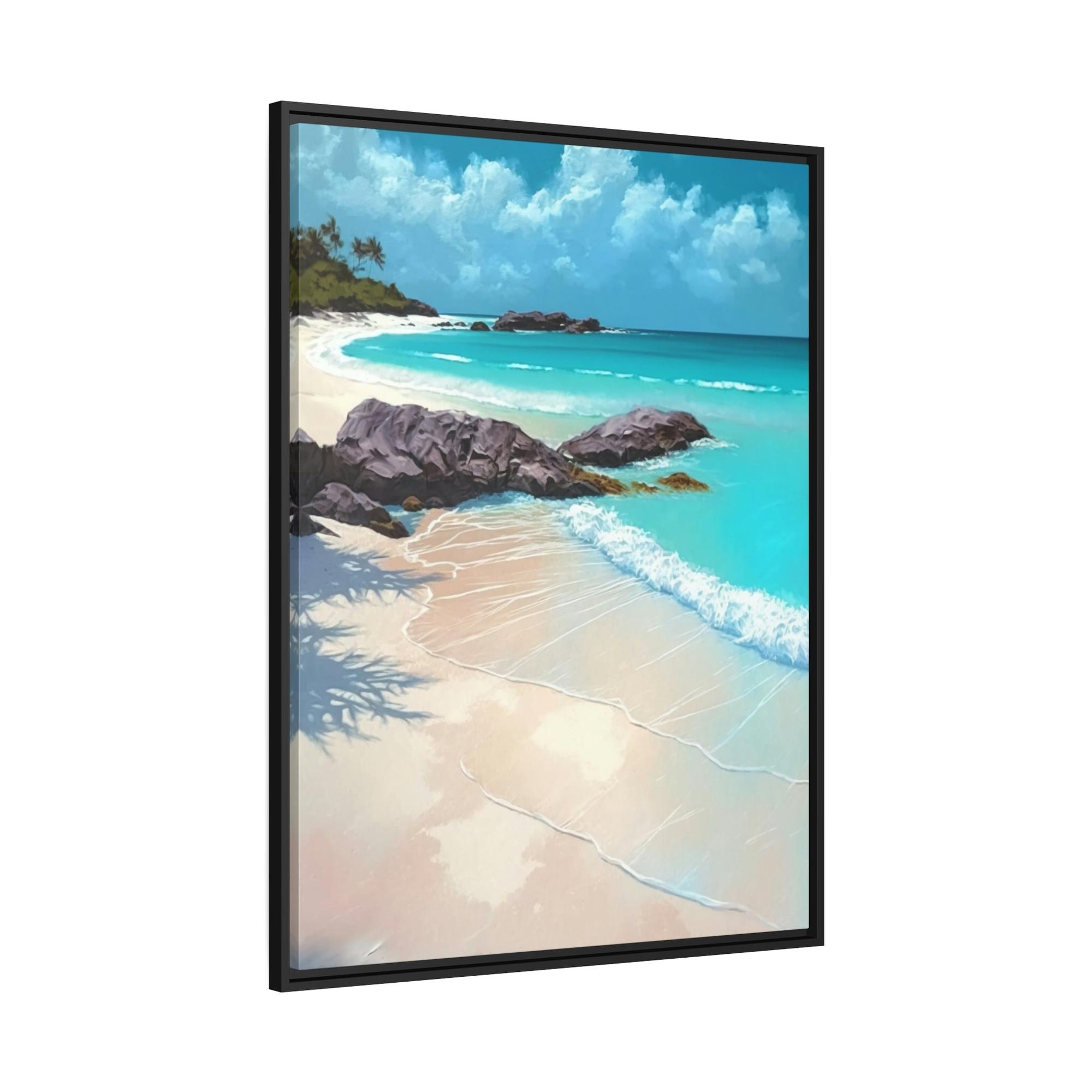 Caribbean Beach Blue Waters: Framed Canvas and Wall Art of Caribbean Beach Scenery