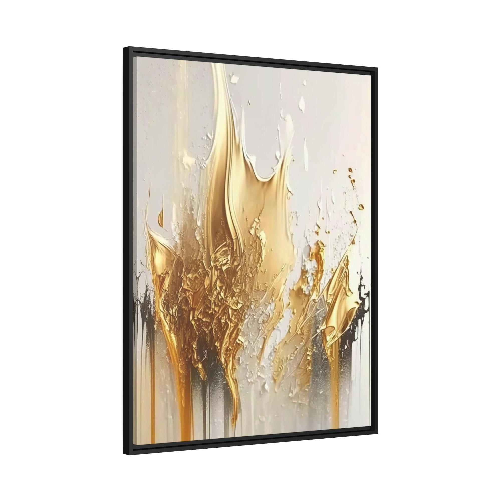 undefined Gilded Beauty: Print on Canvas of a Glamorous and Rich Abstract Art in Gold Hues on Natural Canvas