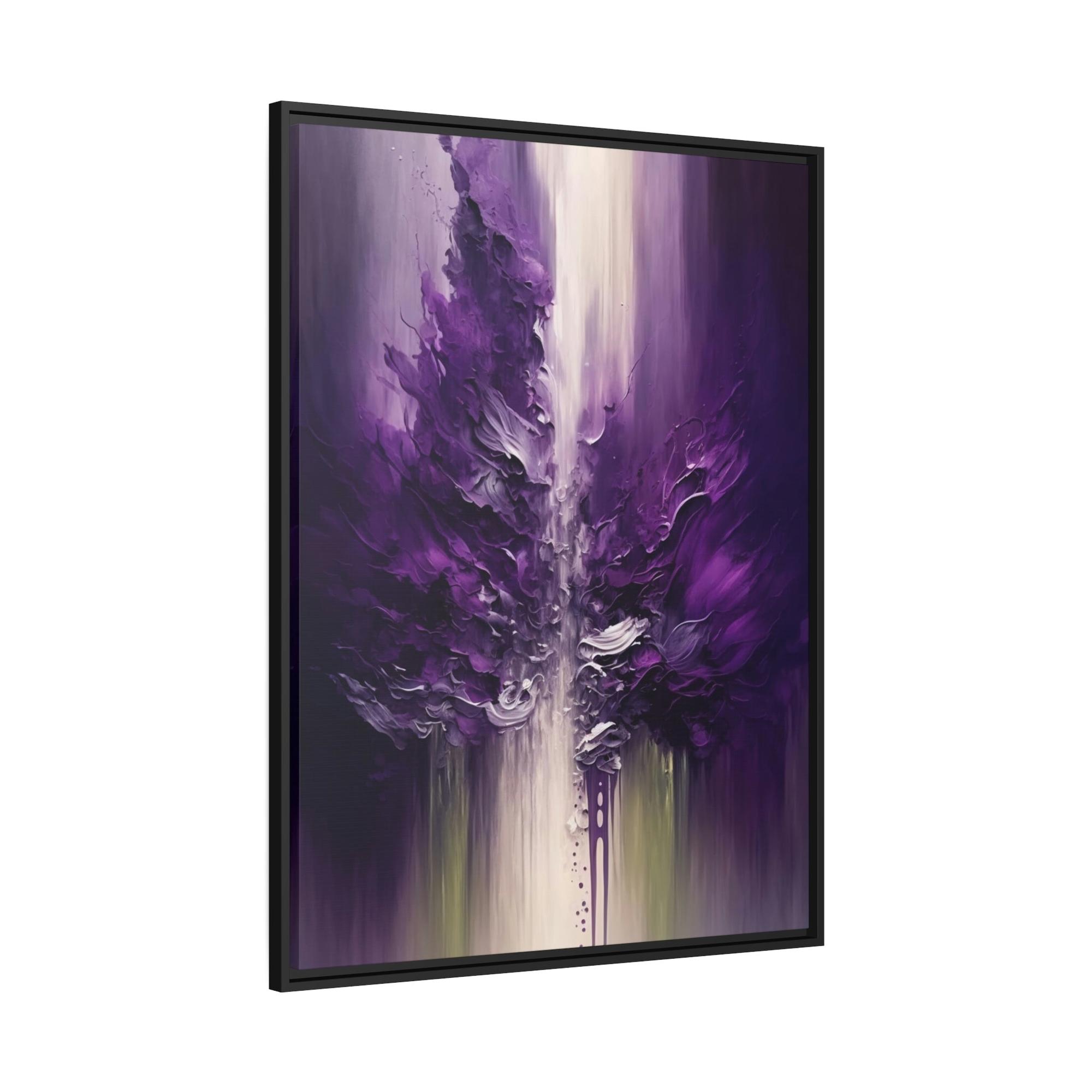 Purple Abstract Art Purple Passion: Framed Poster of Abstract Art with Intense Hues on Canvas