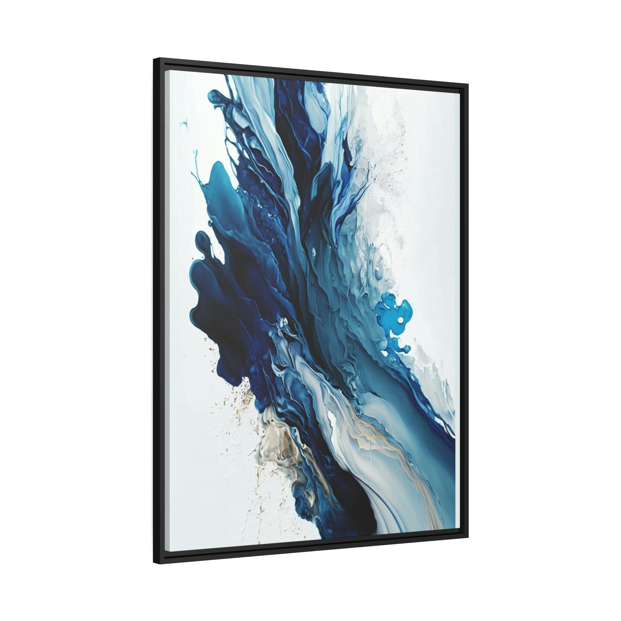 Blue Abstract Canvas Art Blue Harmony: A Framed Poster & Canvas Print of a Blue and White Abstract Artwork