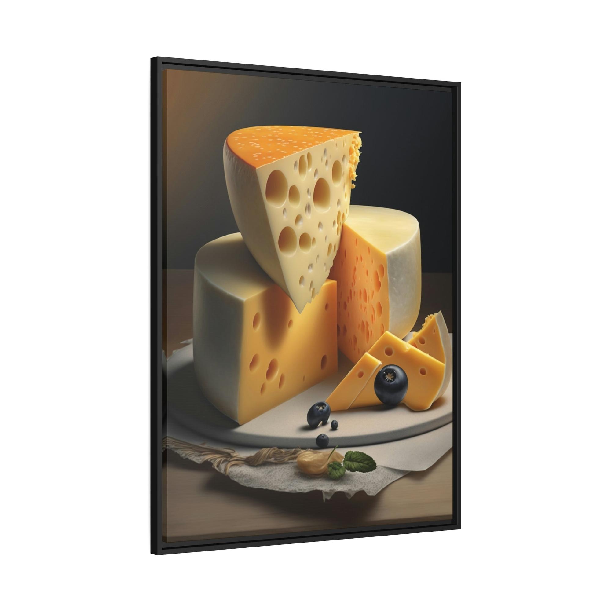Cheese The Cheesy Charm: Framed Canvas and Poster Featuring Delicious Cheeses