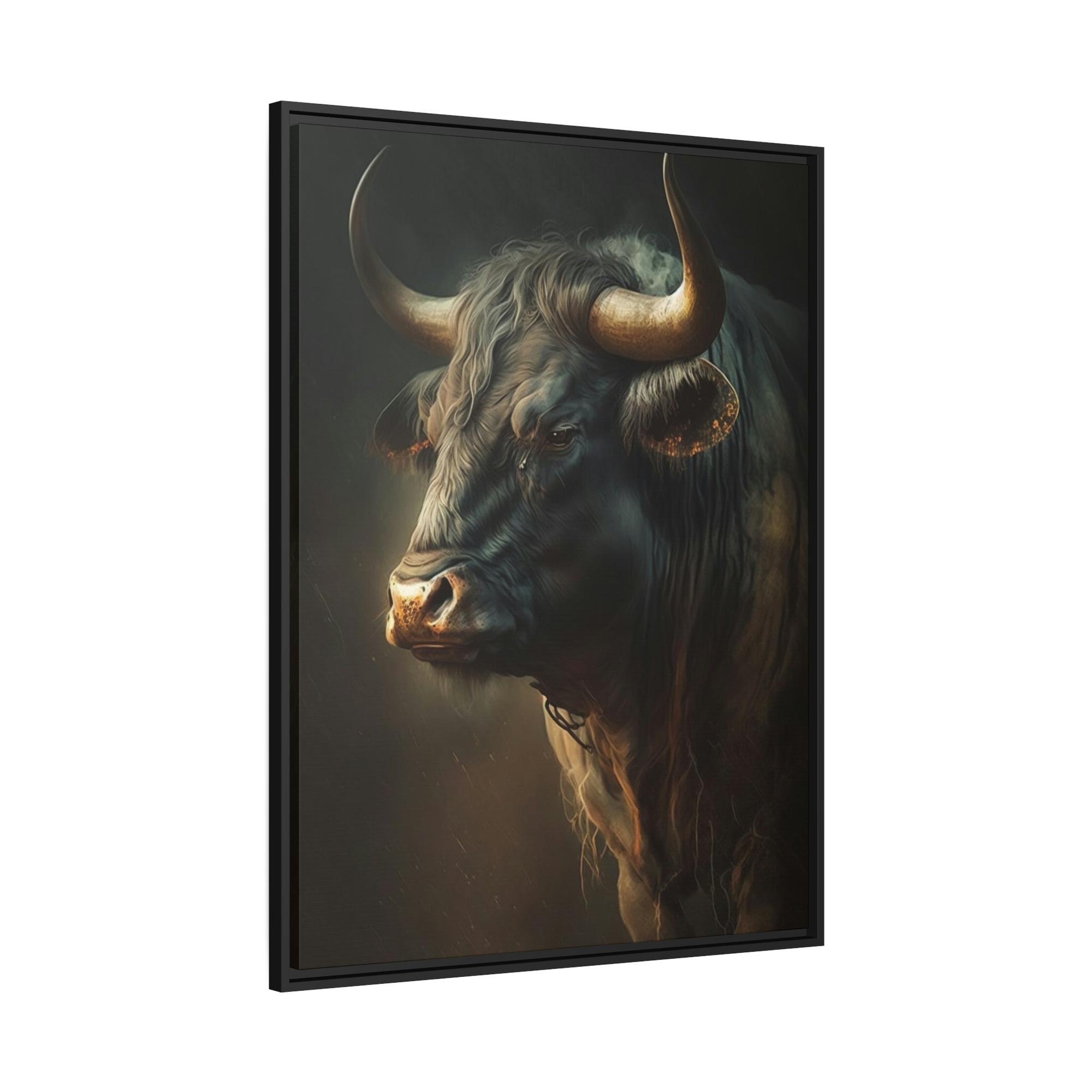 Bulls Bull's Strength: Canvas Wall Art Print of Majestic Horned Animal