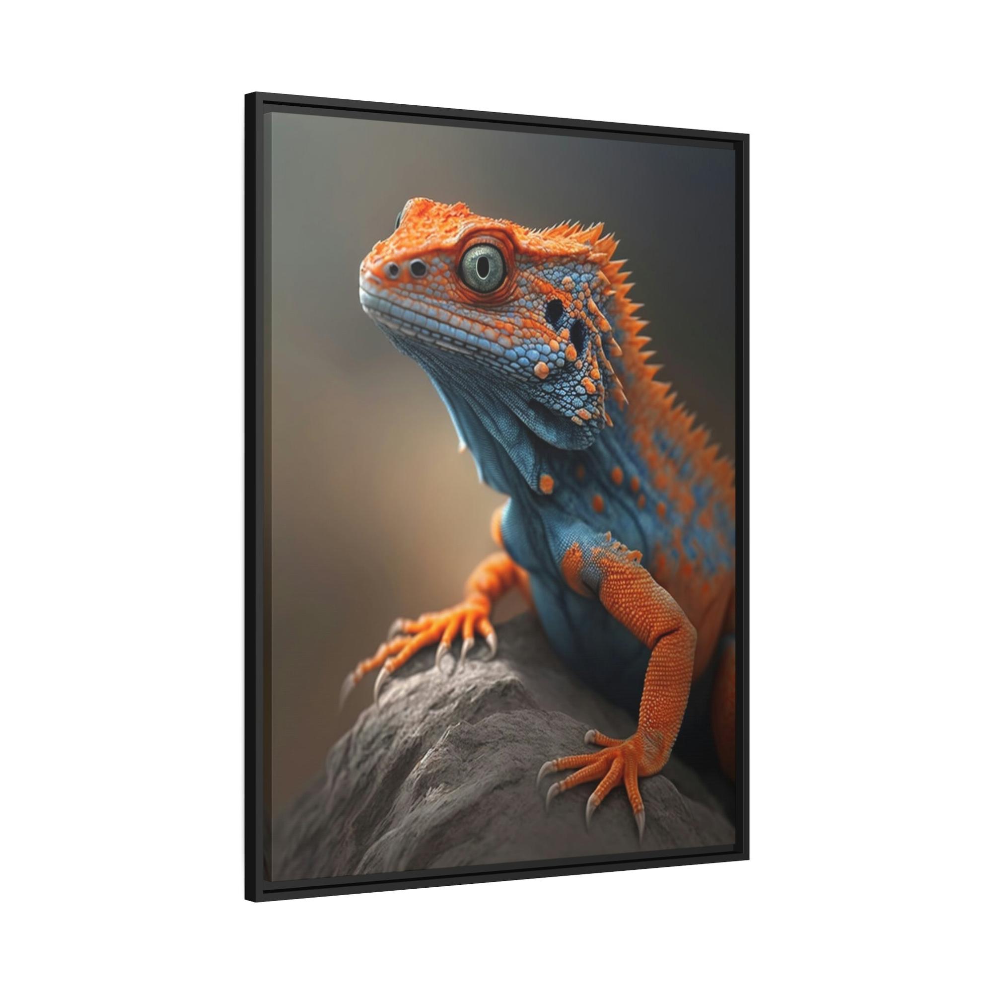Lizards Bold and Bright: Vibrant Lizard Print on Natural Canvas & Poster