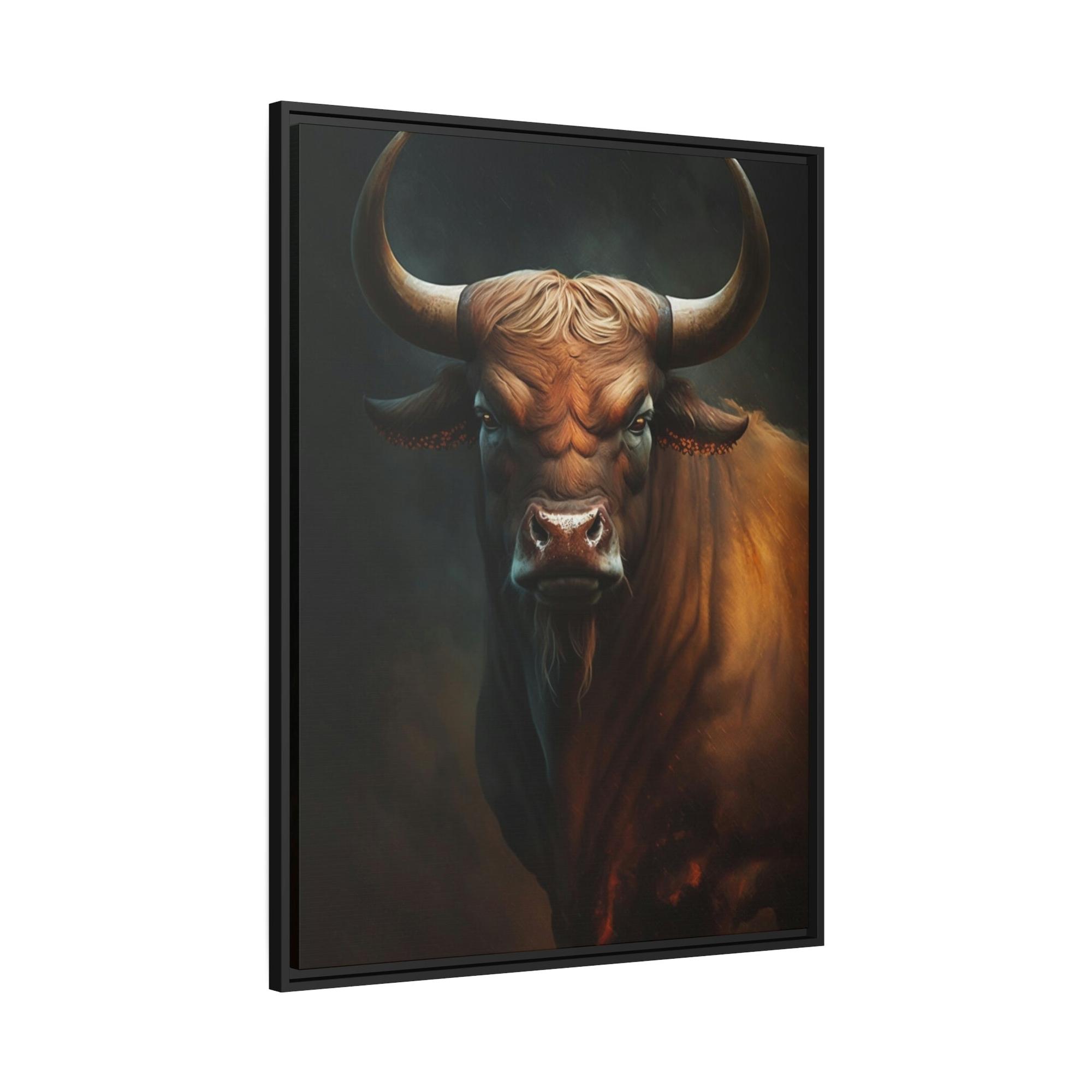 Bulls Portrait of a Bull: Natural Canvas & Poster Print of Majestic Animal