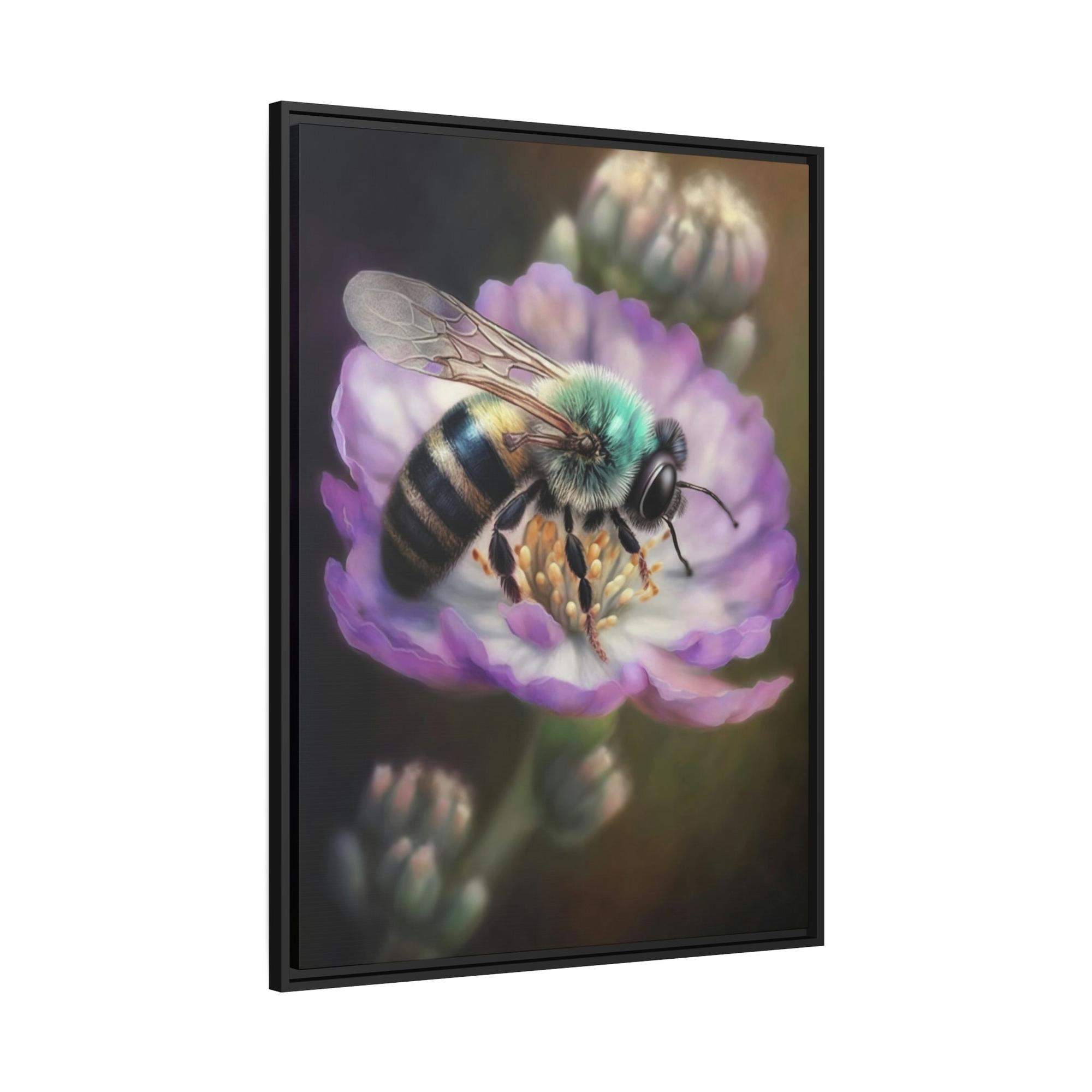 undefined A Tiny Miracle: A Framed Poster & Canvas Print of a Bee Collecting Pollen on a Flower