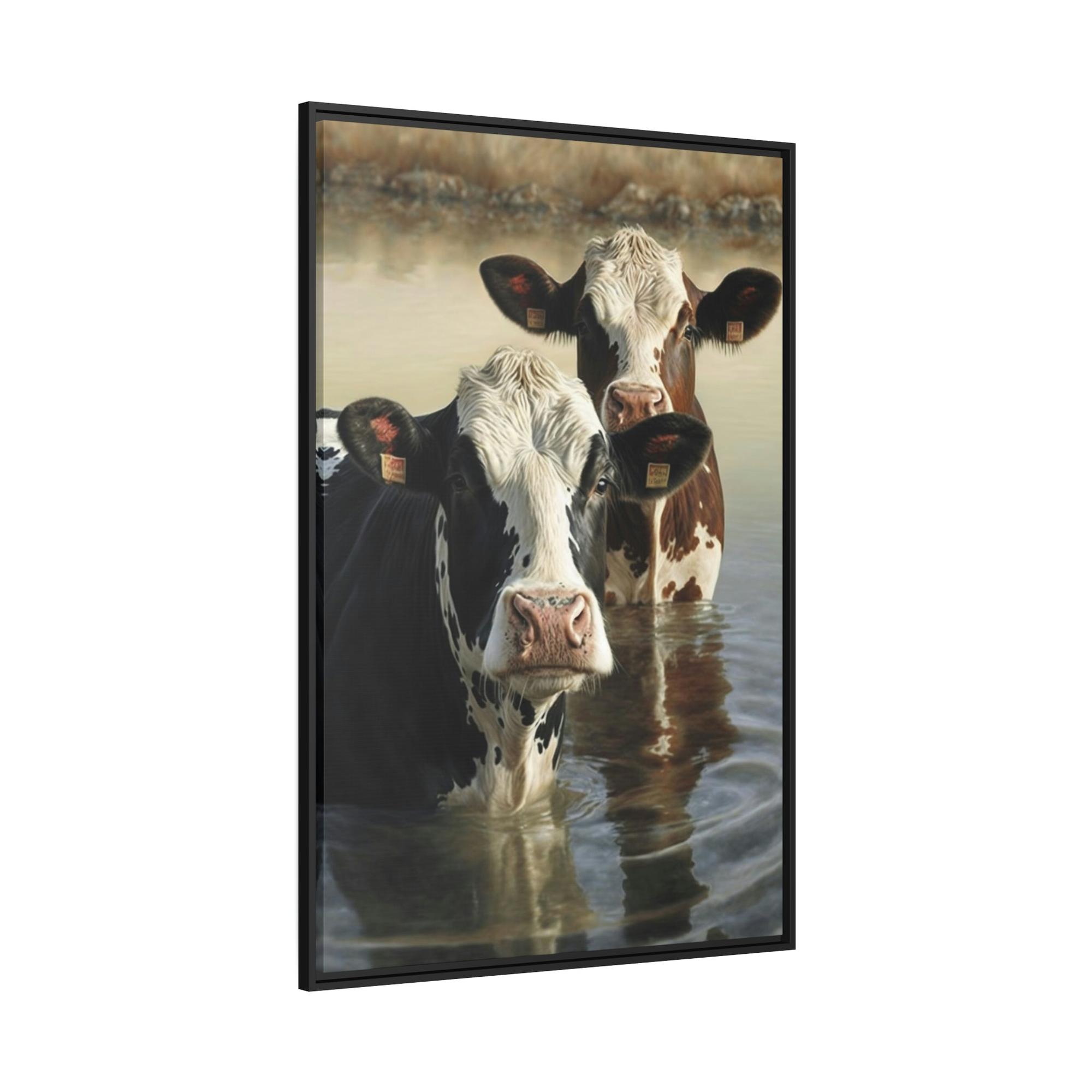 undefined Majestic Cows: A Canvas Depiction of the Farm Life