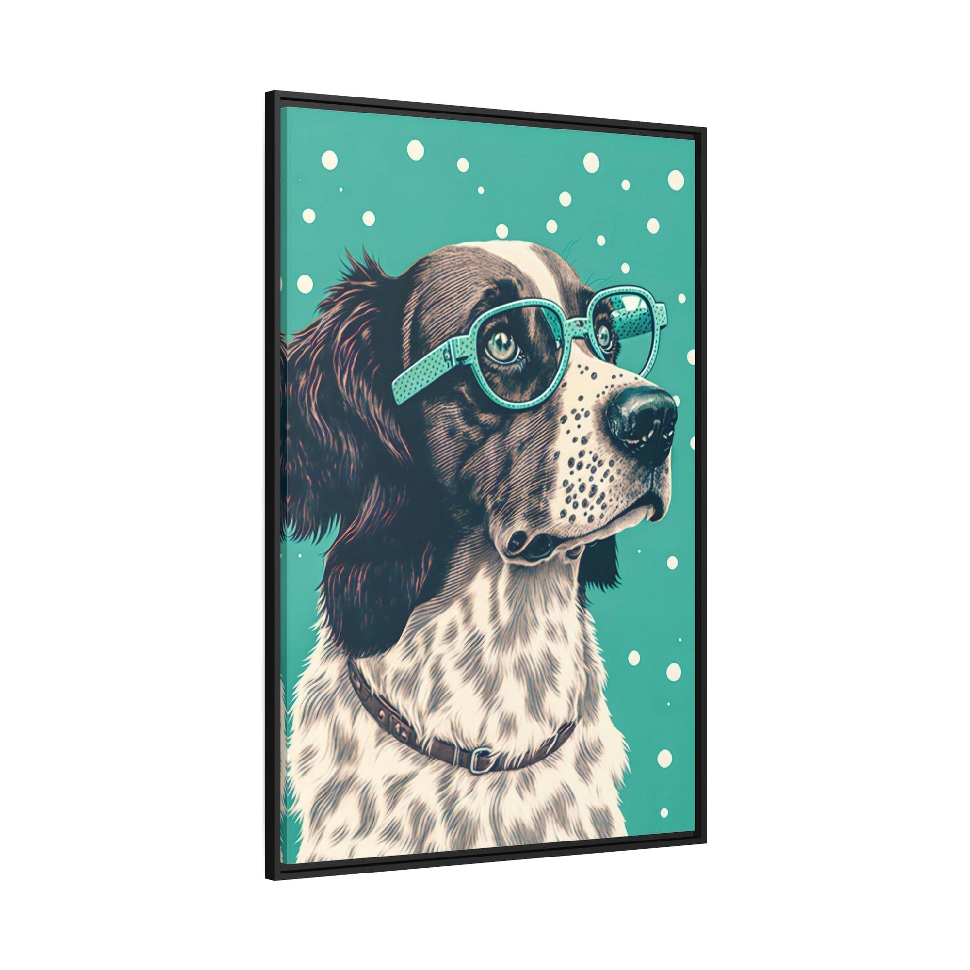Dogs Playful Pooch: Print on Canvas of a Fun-Loving Dog on Framed Canvas