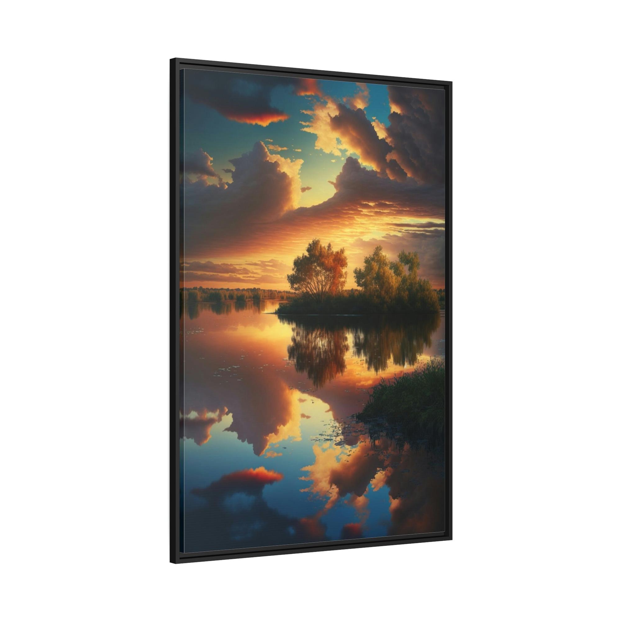 Lakes And Rivers Lake Reflections: Framed Canvas & Poster Print of a Picturesque Lakeshore