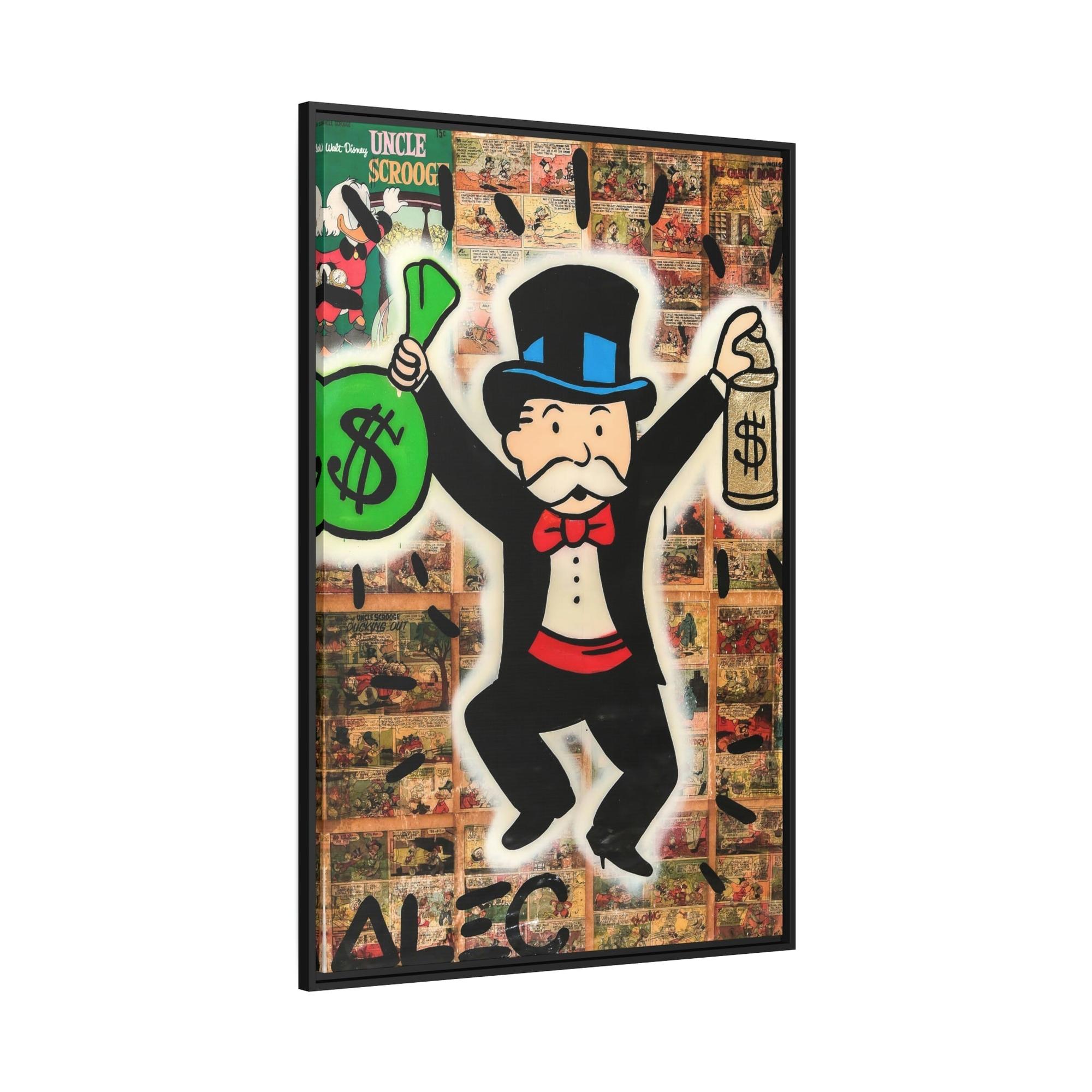 Monopoly & Motivation Money Talks: Framed Canvas and Poster Print of Alec Monopoly Art