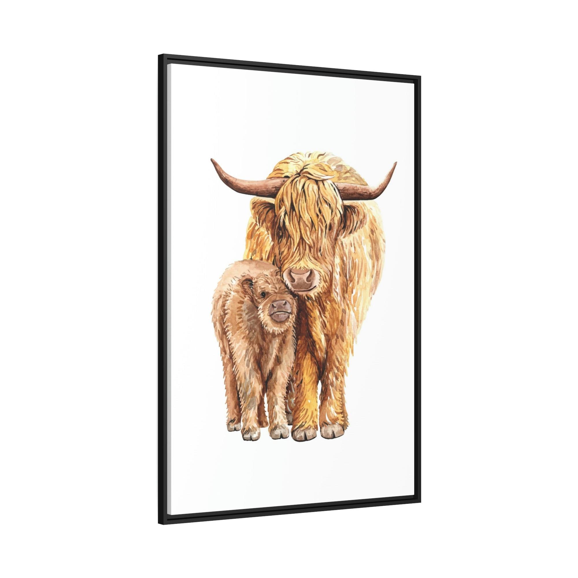 Cows Maternal Love: Heartwarming Wall Art Depicting a Cow Mother and Calf