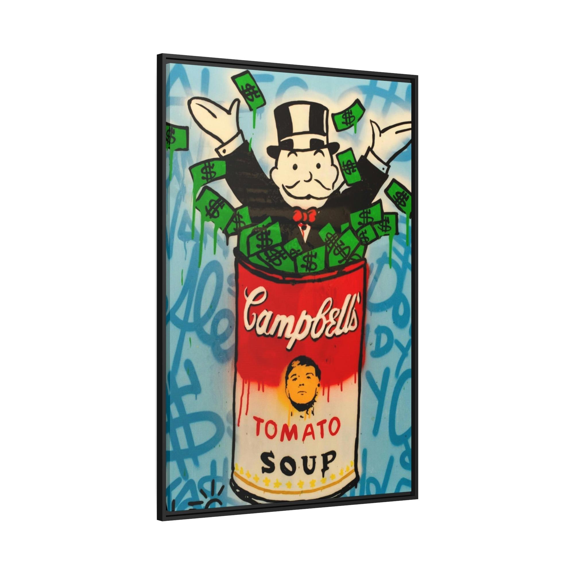 Monopoly & Motivation Money Talks in Alec Monopoly's Canvas Painting: Wall Art and Poster for Finance Enthusiasts