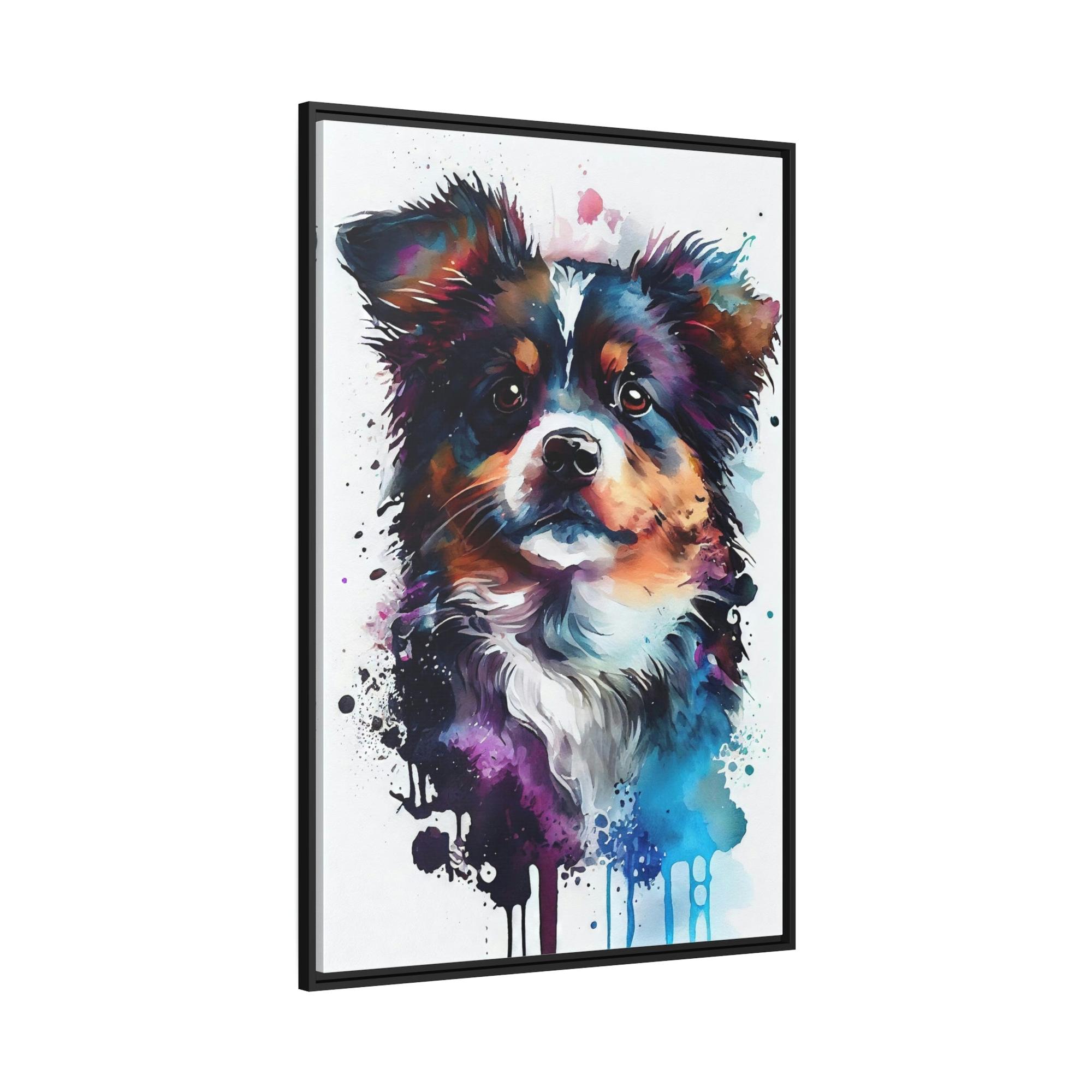 Dogs Dog's Life: Framed Poster of a Happy Pup on Canvas