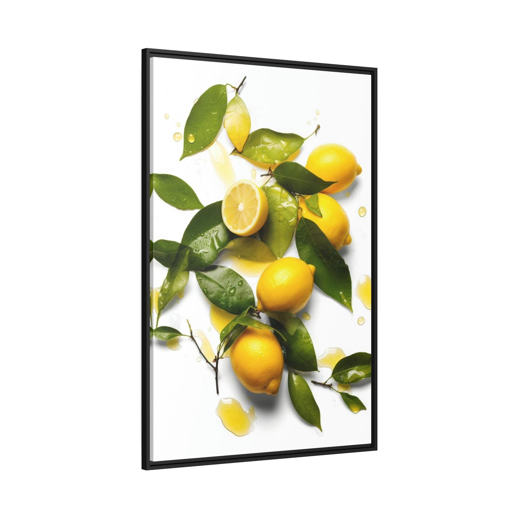 Yellow Beautiful Canvas Art Prints of Yellow Lemons on Framed Canvas
