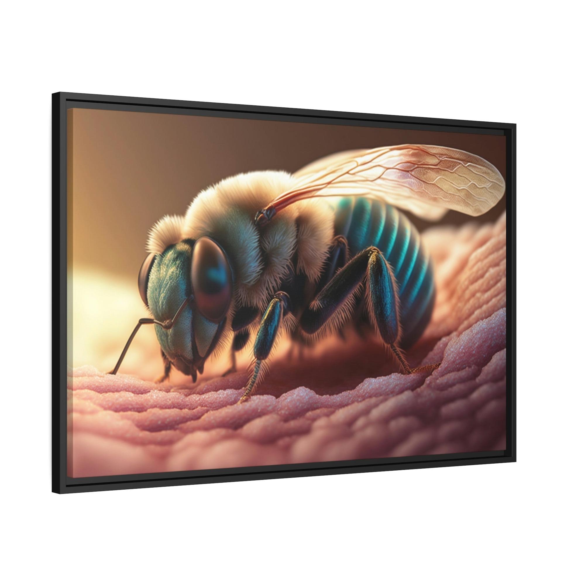 Bees The Art of Pollination: A Print on Canvas & Poster of a Bee and a Flower in Harmony