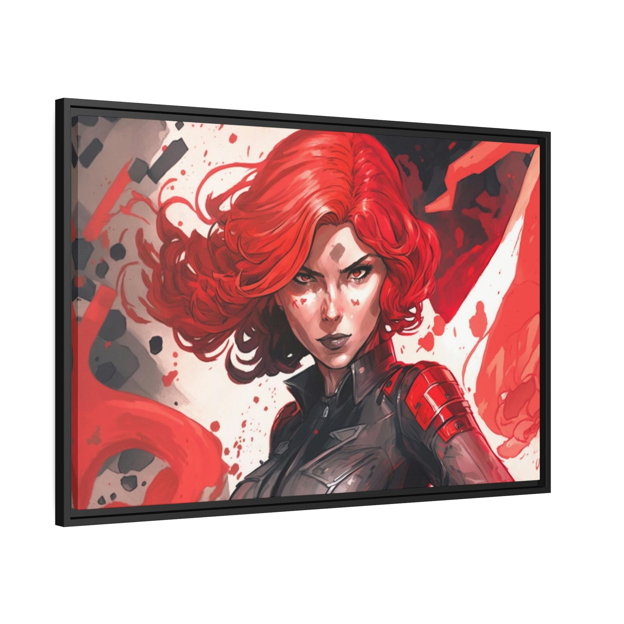 Black Widow Deadly Beauty: Natural Canvas and Framed Poster with Black Widow Art