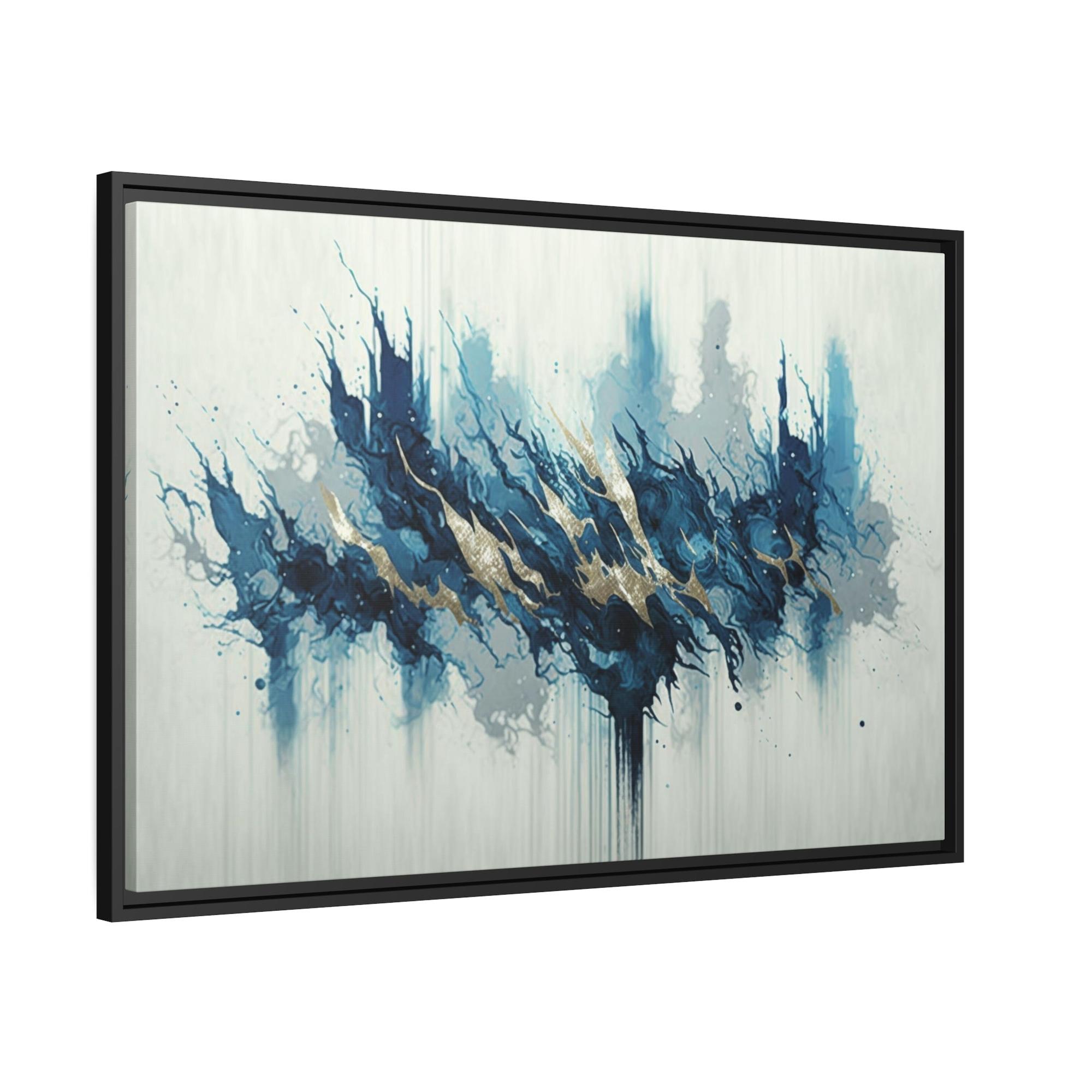 Blue Abstract Canvas Art Oceanic Depths: A Framed Canvas & Poster Print of Blue Abstract Art