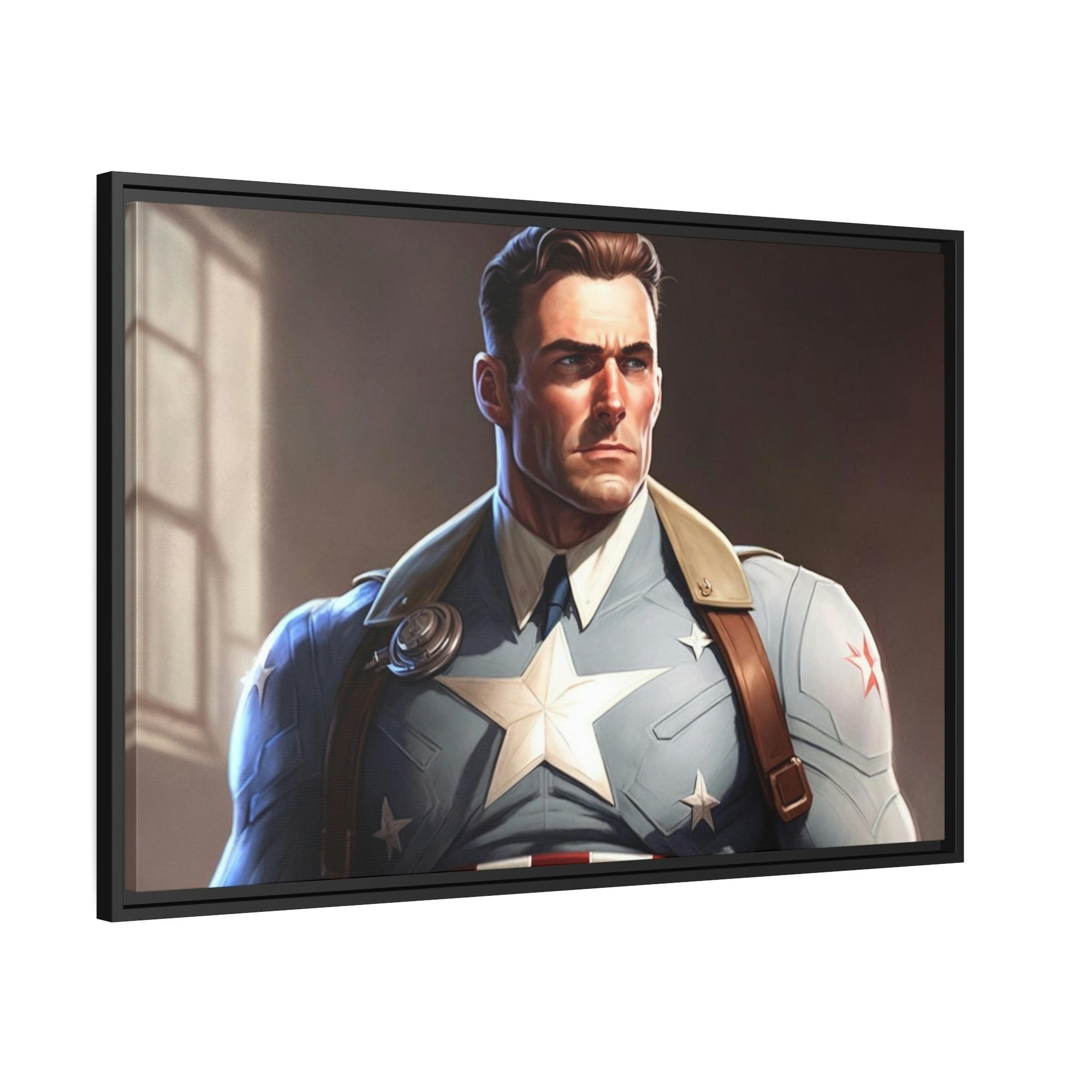 Captain America Heroic Strength: Natural Canvas and Art Prints of Captain America