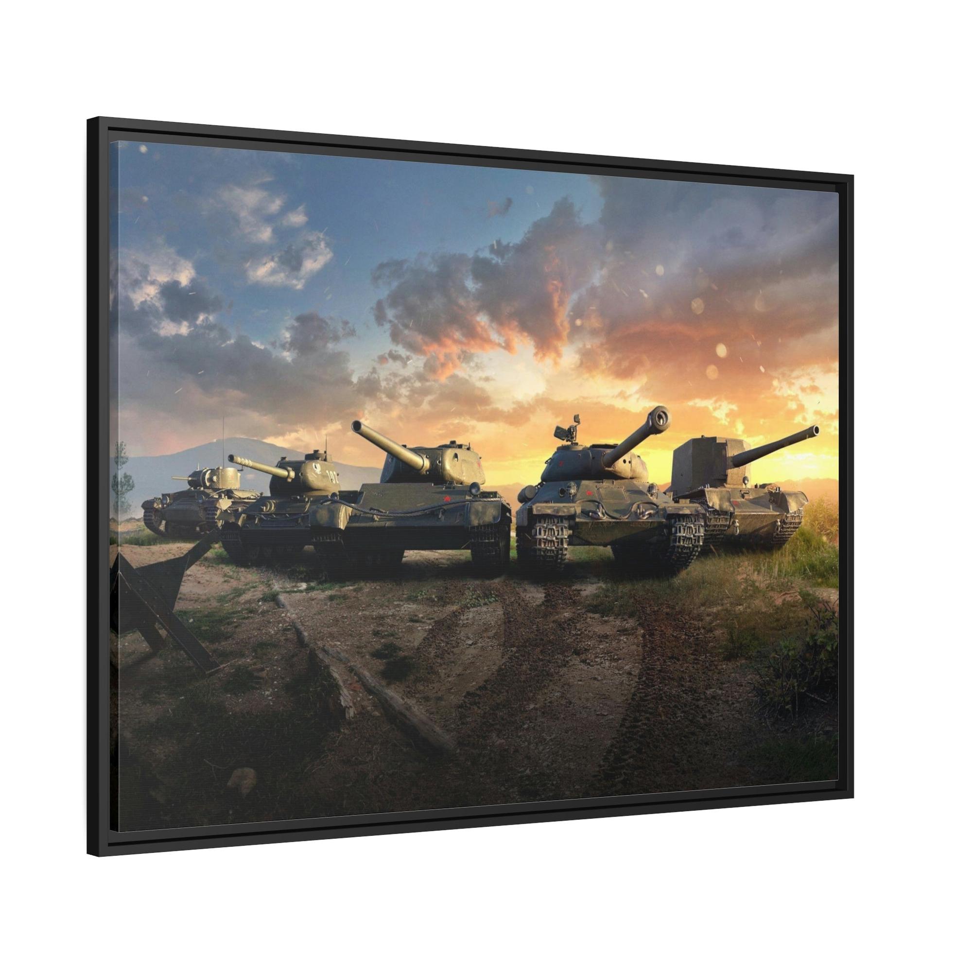 World Of Tanks The Essence of Battle: Dynamic World of Tanks Framed Canvas Wall Art