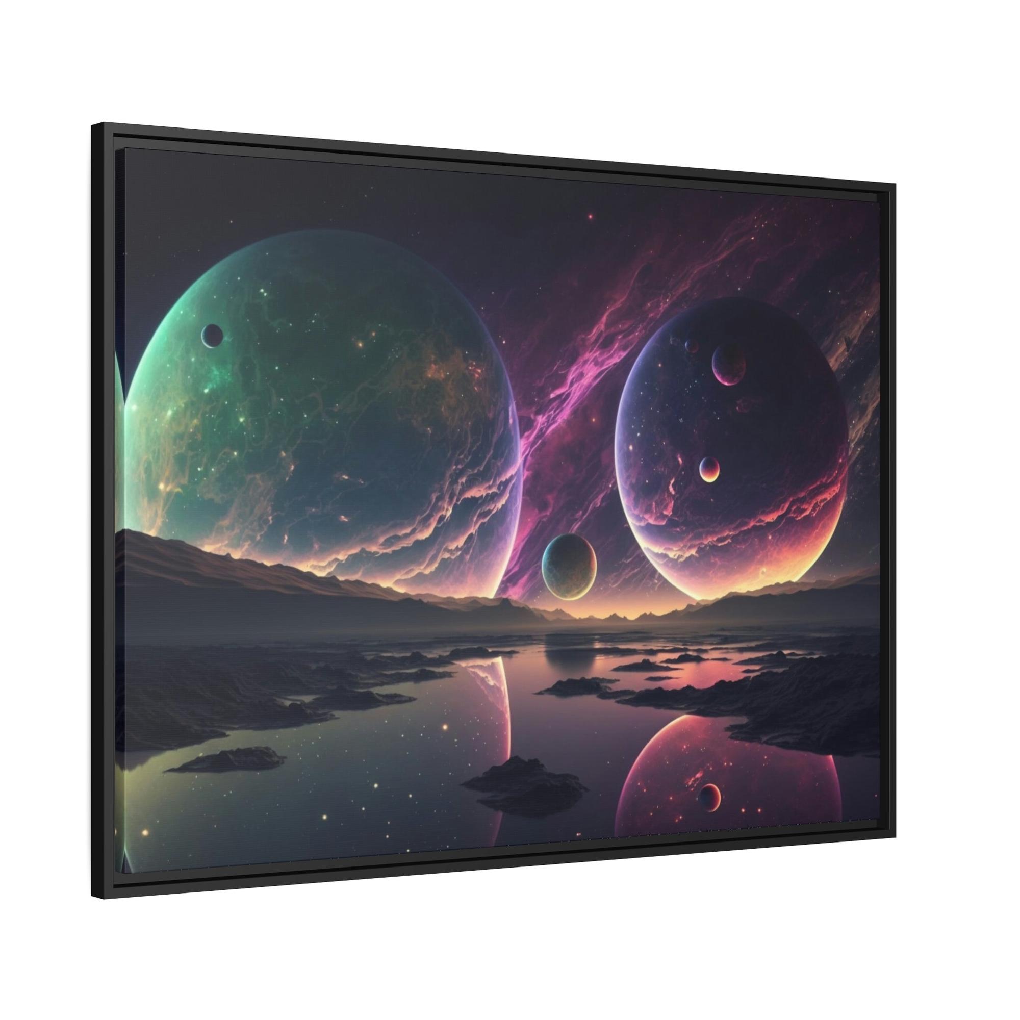 Planets Planetary Fusion: Natural Canvas Wall Art of a Colorful Planetary Collision