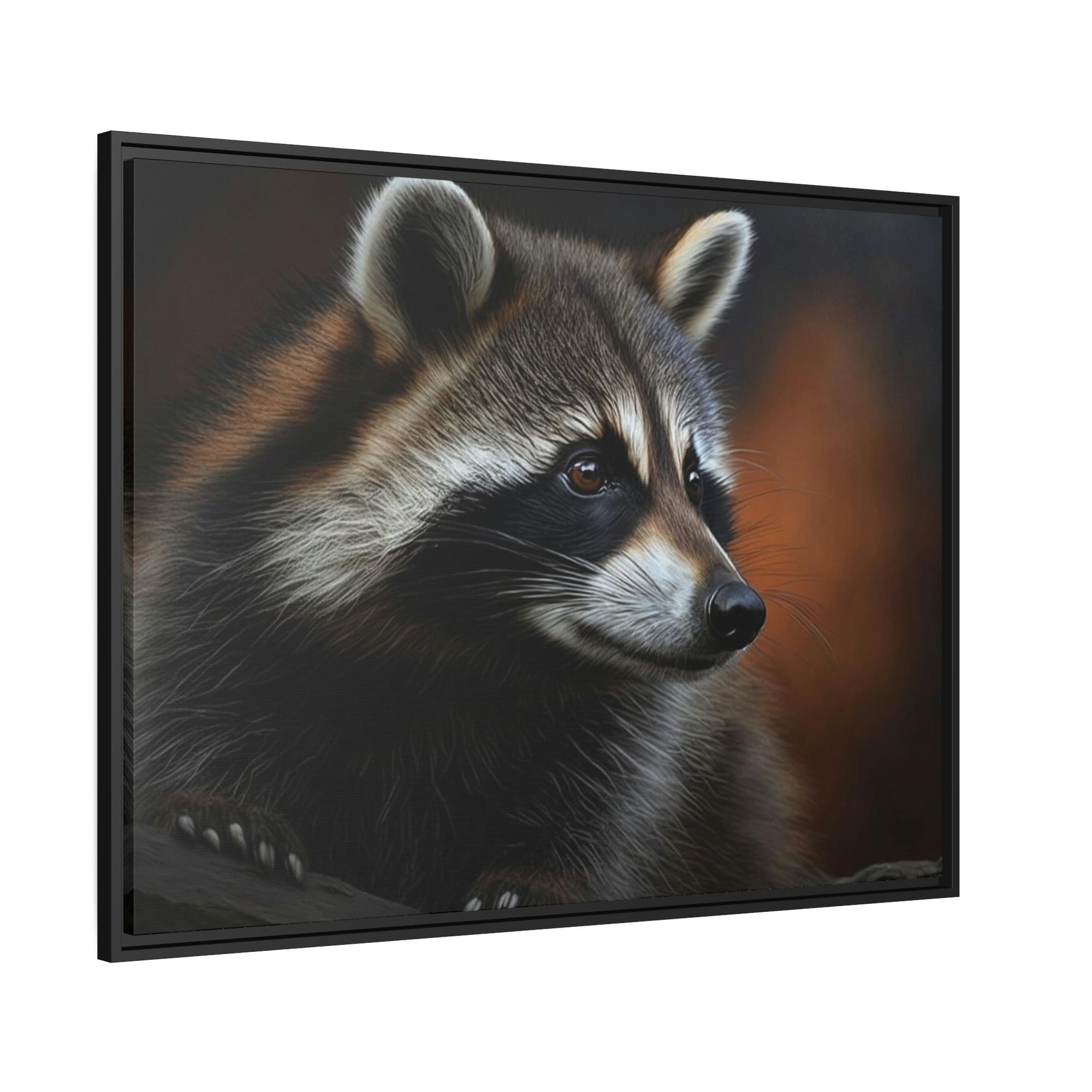 Raccoons Woodland Bandits: Artistic Print on Canvas and Framed Poster of Sly Raccoon