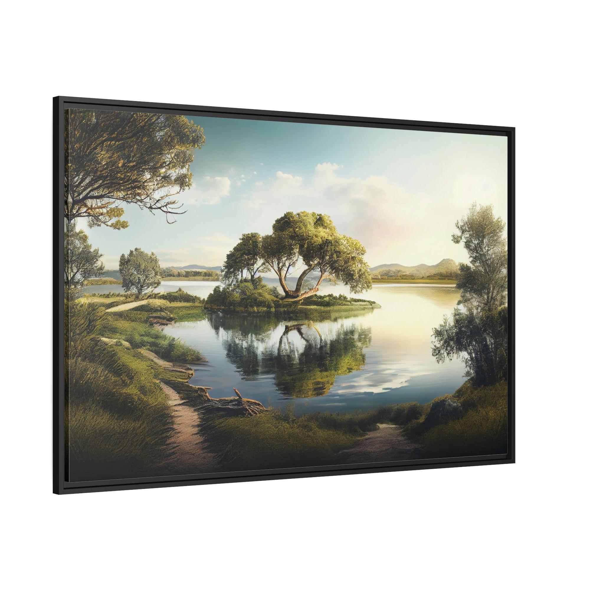 Lakes And Rivers Lakeside Beauty: Print on Canvas of a Gorgeous Lake View