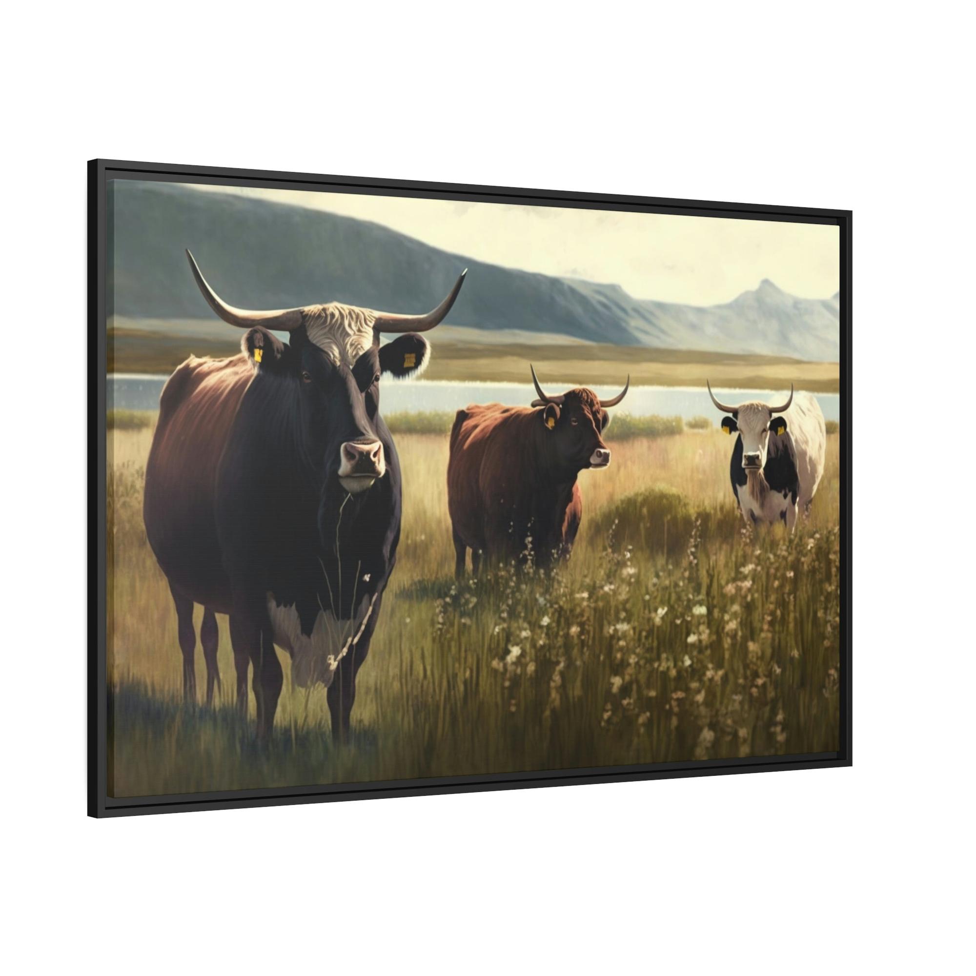 Cows Fields of Bovine Wonder: A Painting of Cows on Canvas