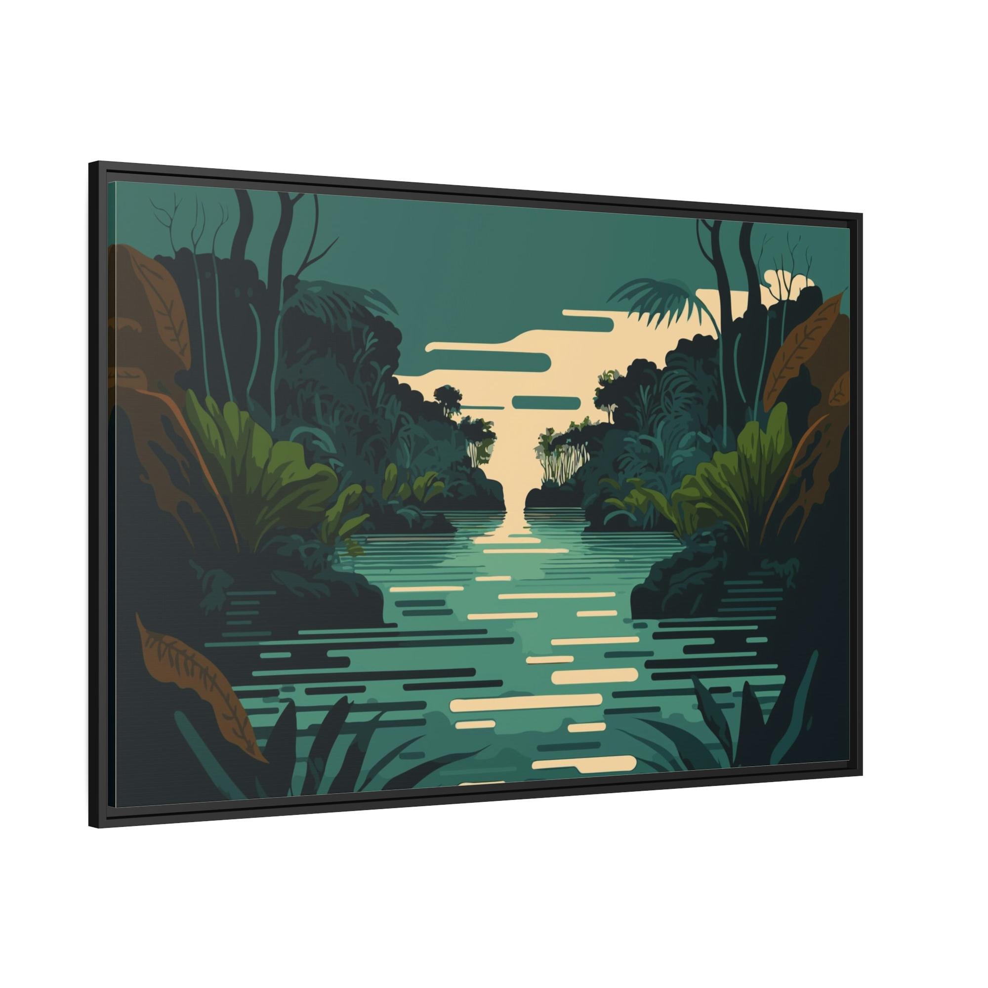 Lakes And Rivers Tranquil Waterside: Wall Art of a Picturesque Lakeside on Natural Canvas