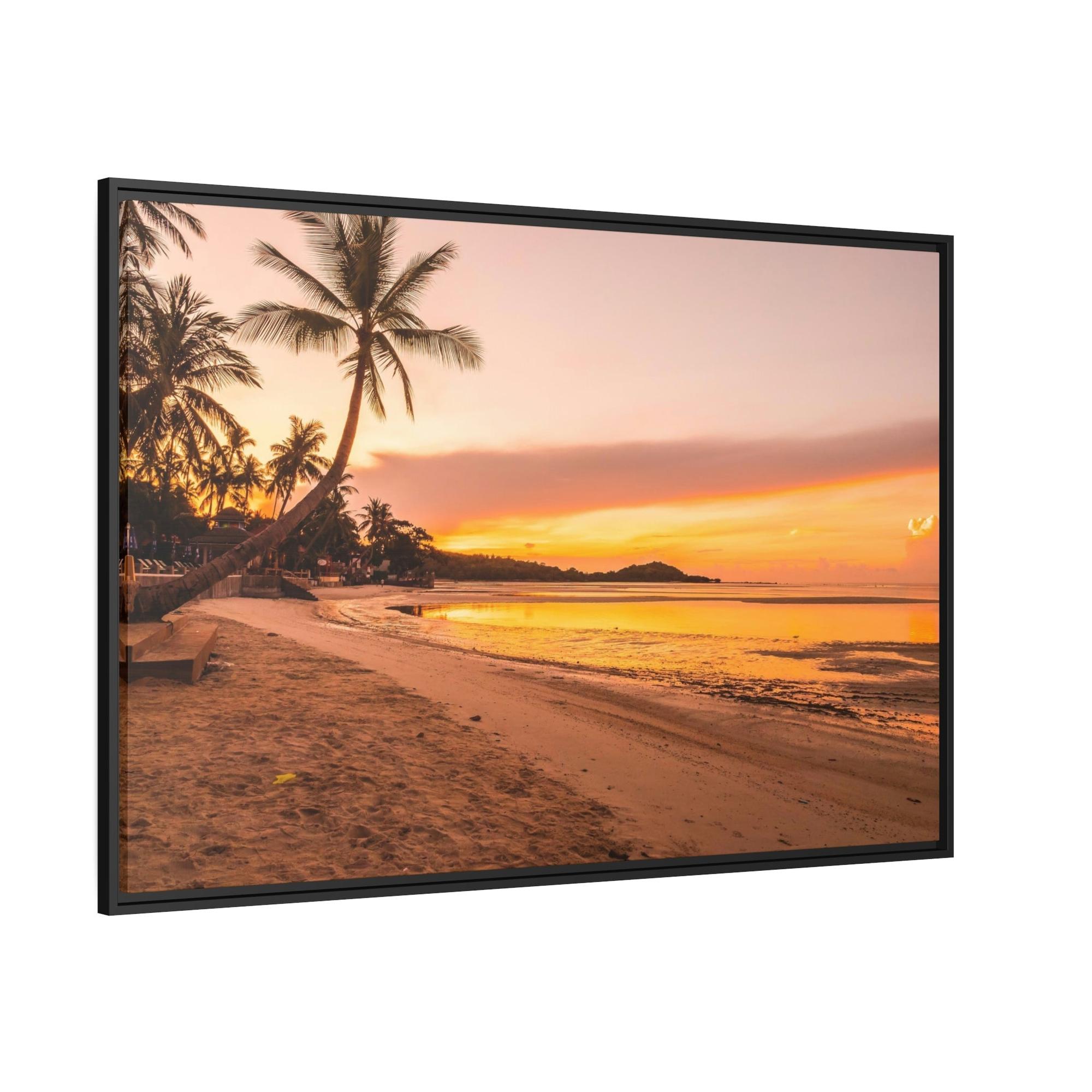 Island Beach Seaside Sunset: Canvas Print of a Breathtaking Beach Sunset on an Island