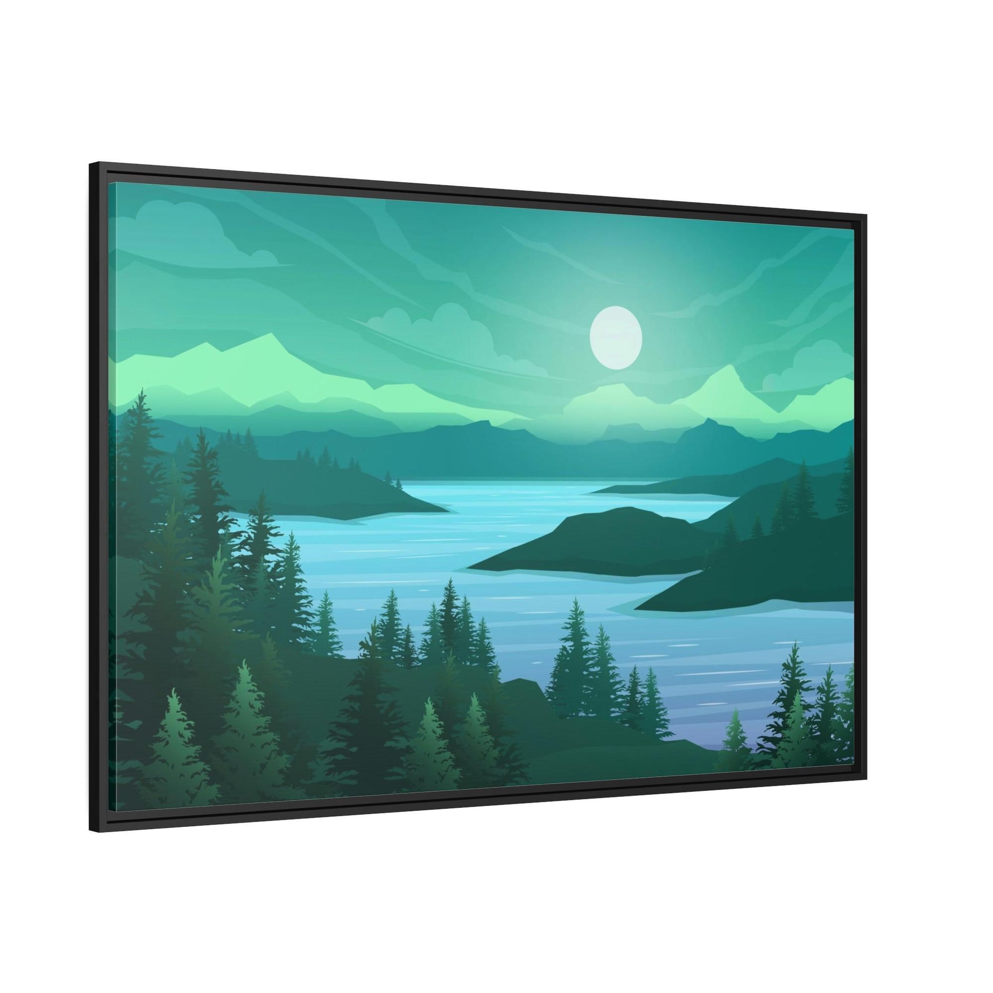 Lakes And Rivers Calming Waters: Framed Poster of a Relaxing Lake on Canvas